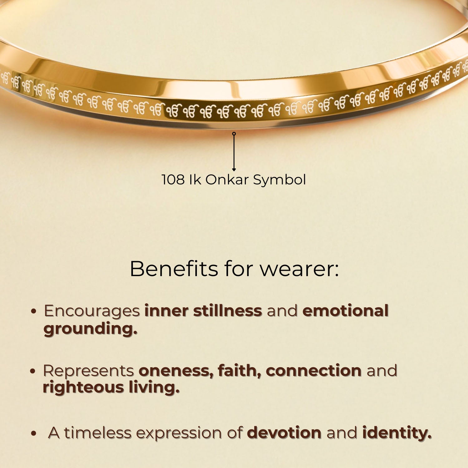 Round Flat 108 Ik Onkar Kada Gold