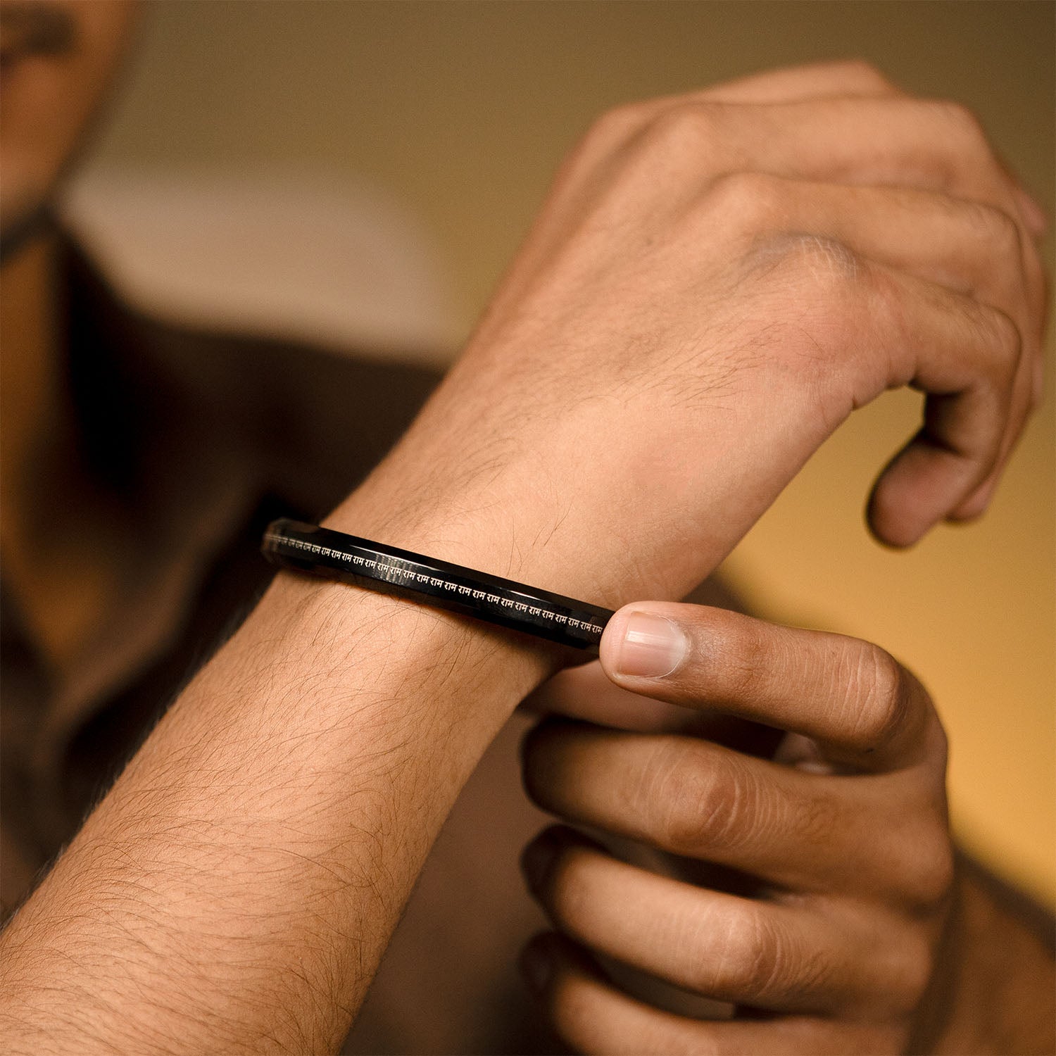 108 Ram MicroCarved Round Kada Black