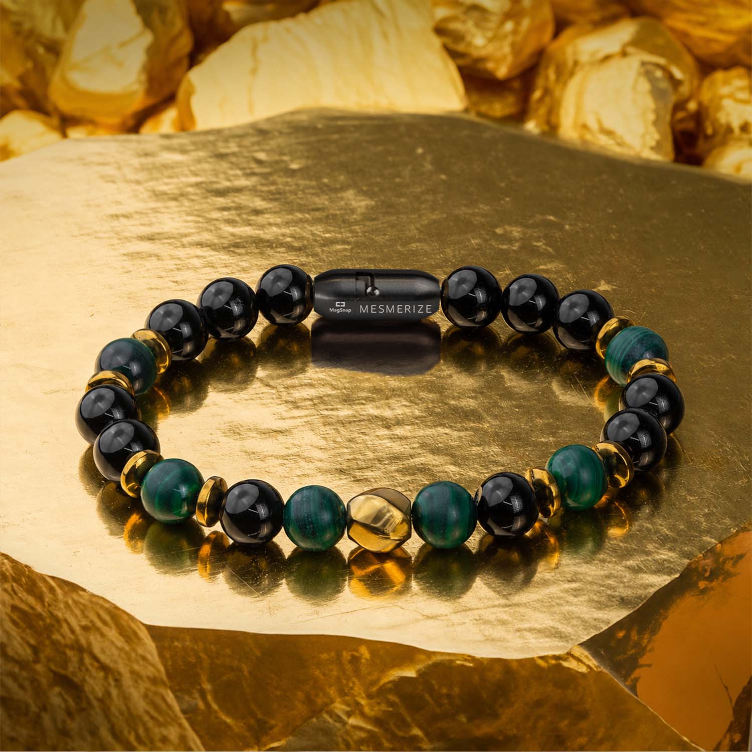 Prosperity Gloss Onyx & Malachite Natural Stone Bracelet