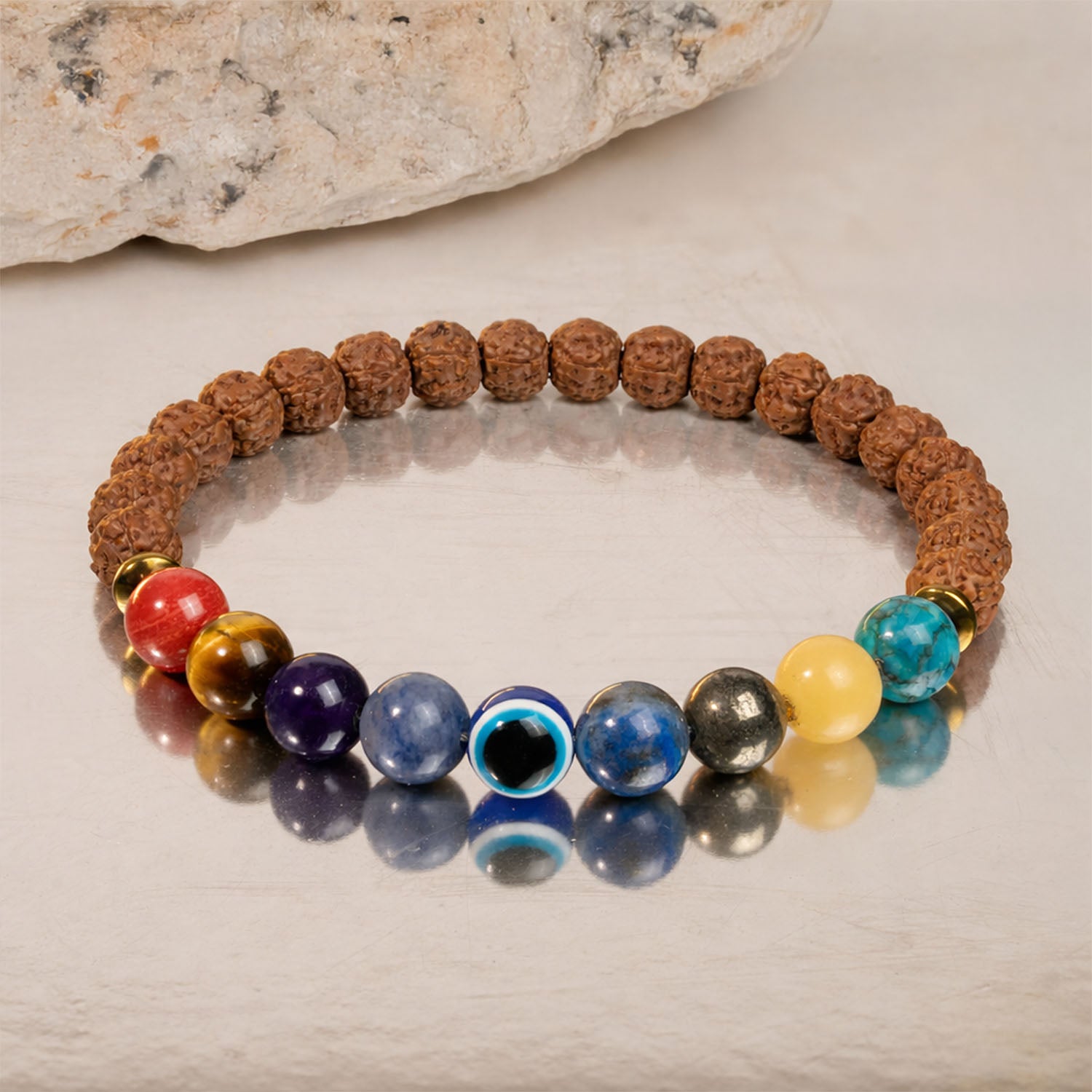 Spiritual Rudraksh 9 Chakra Bracelet Elastic