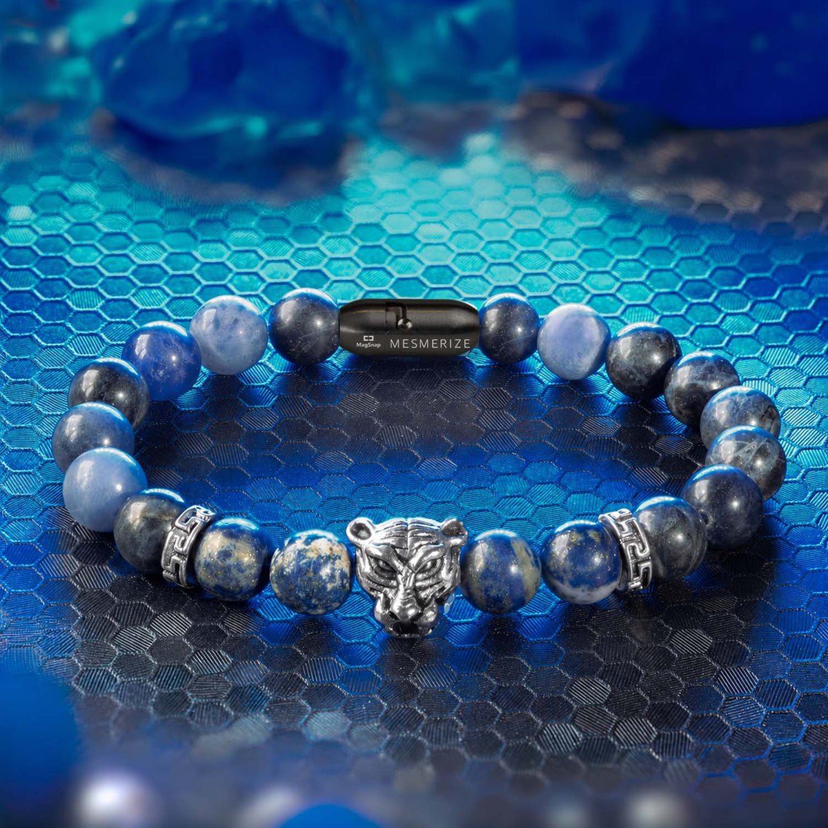 Natural Stone Jewellery Wisdom Lapis Lazuli Natural Stone Panther Bracelet With Magsnap