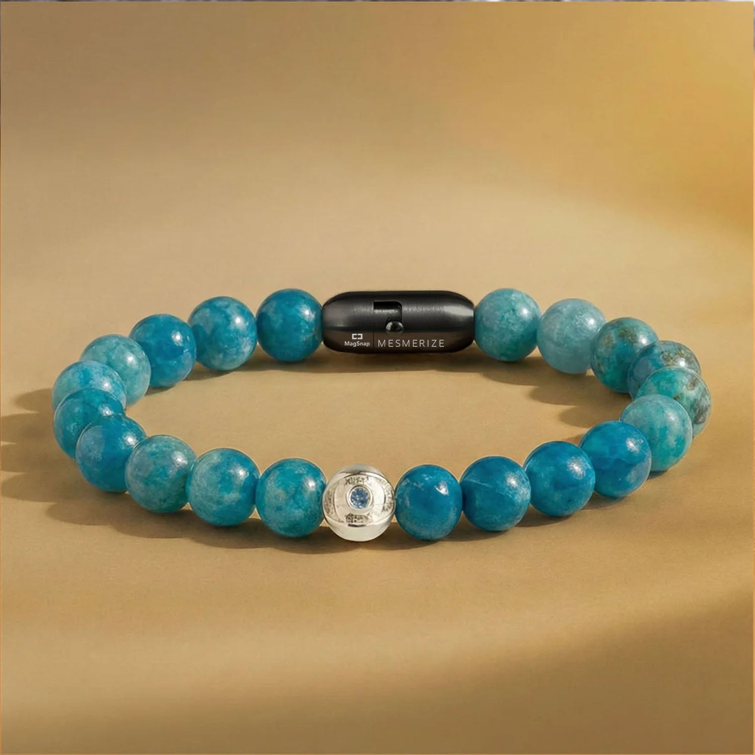 925 Sterling Silver Protective Evil Eye Natural Stone Bracelet with Magsnap2