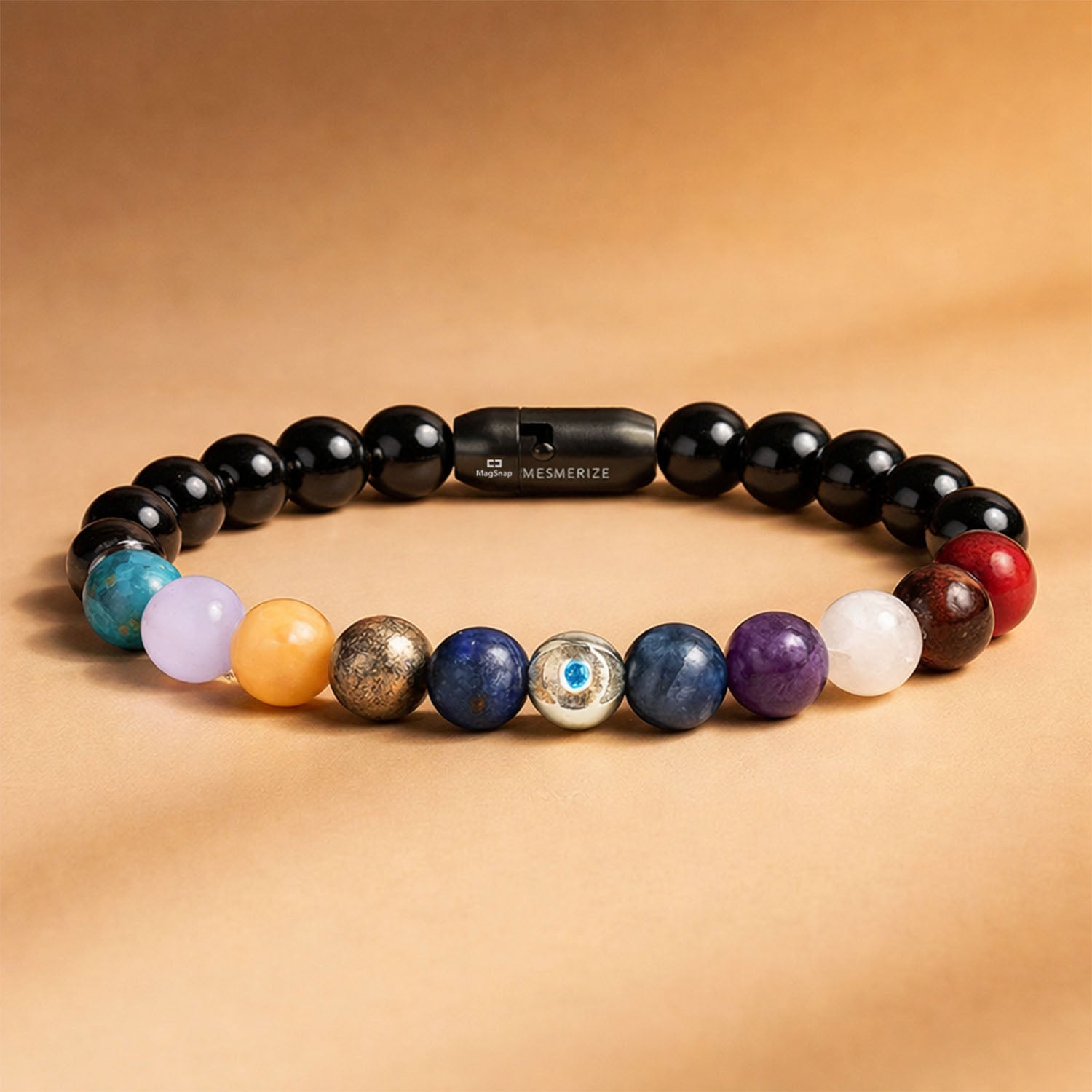 925 Sterling Silver Super 11 Chakra Natural Stone Bracelet With MagSnap2