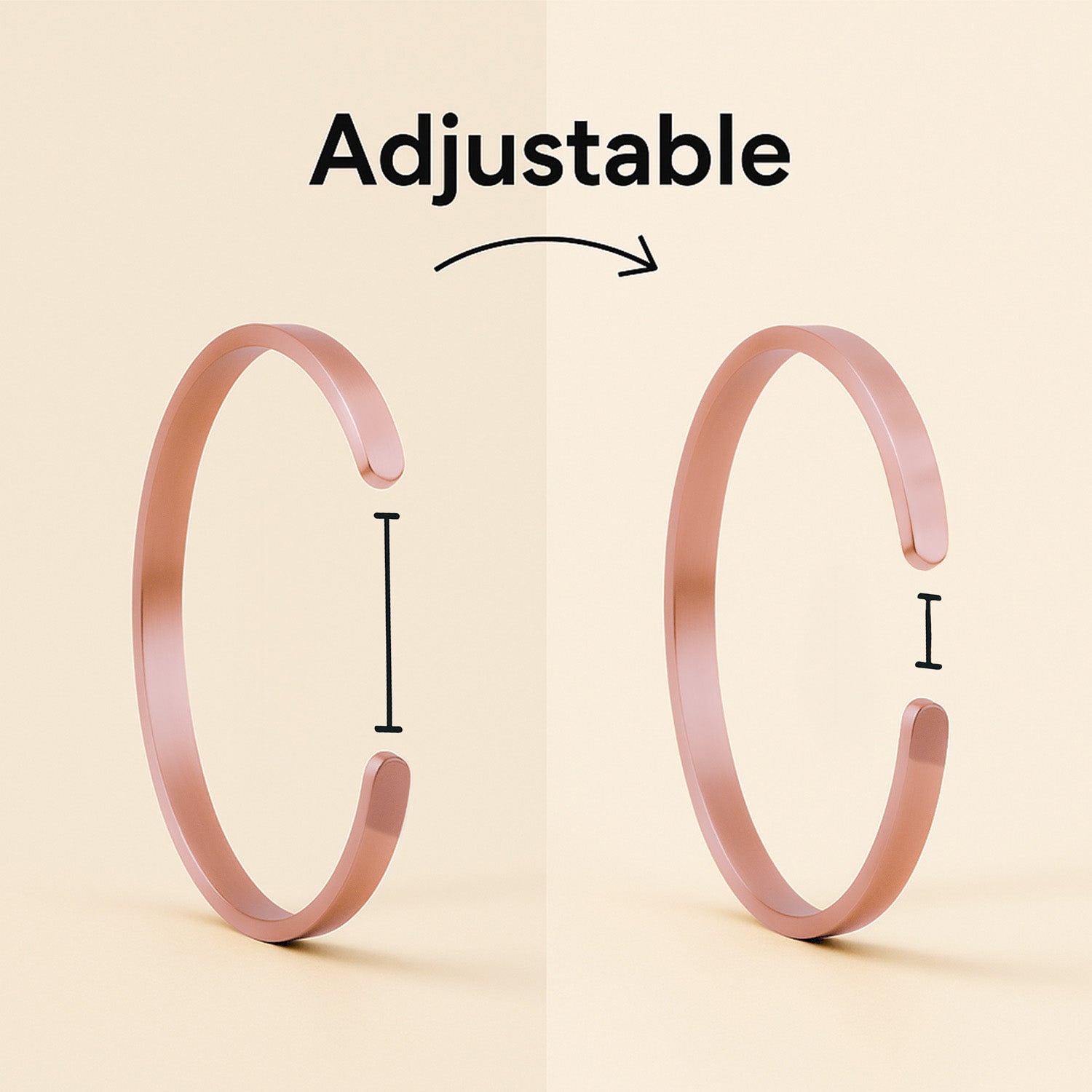 Matte Cuff Adjustable Bracelet Rose Gold Personalised