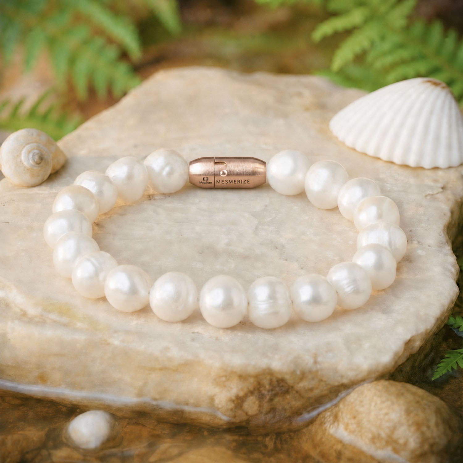 Divine Grace Pearl (Moti) Natural Stone Bracelet with Magsnap2