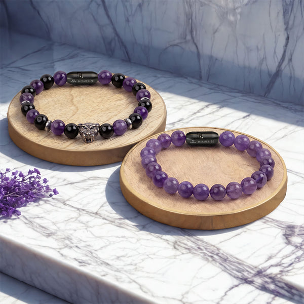 Amethyst Natural Stone Couple Bracelet with Magsnap 2
