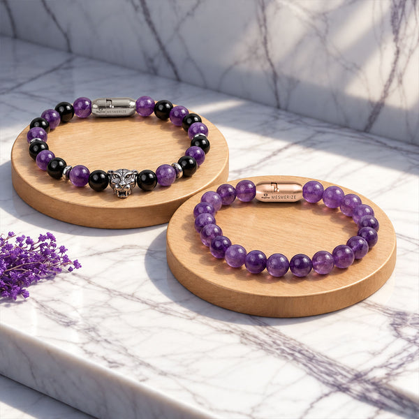 Amethyst Natural Stone Couple Bracelet with Magsnap 2