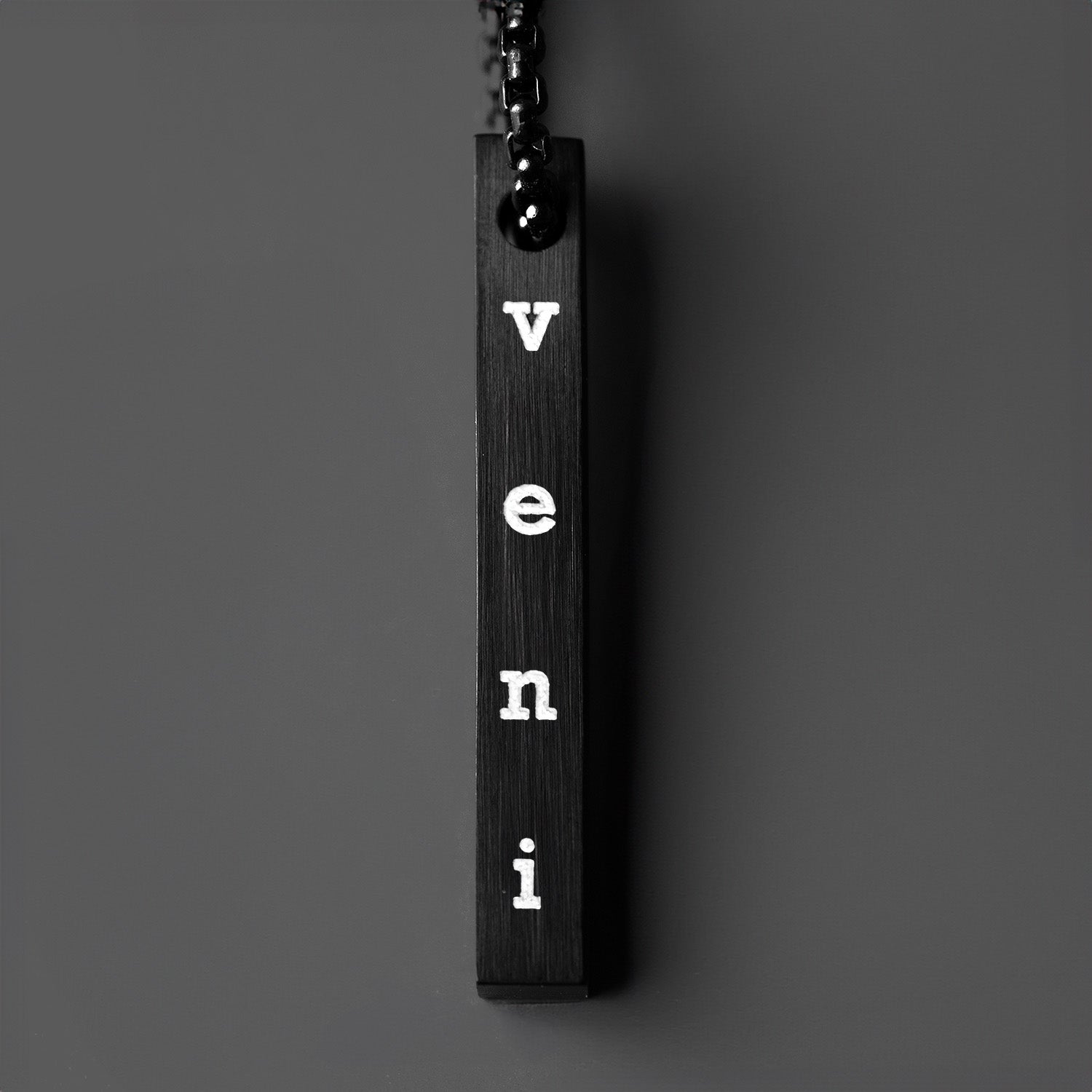 Black Conquer Motivational Bar Necklace