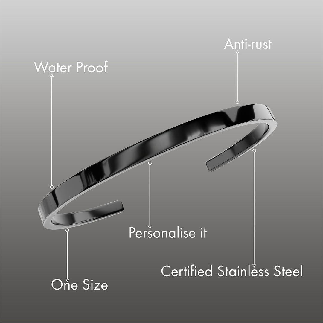 Non Personalised Black Cuff Kada Bracelet