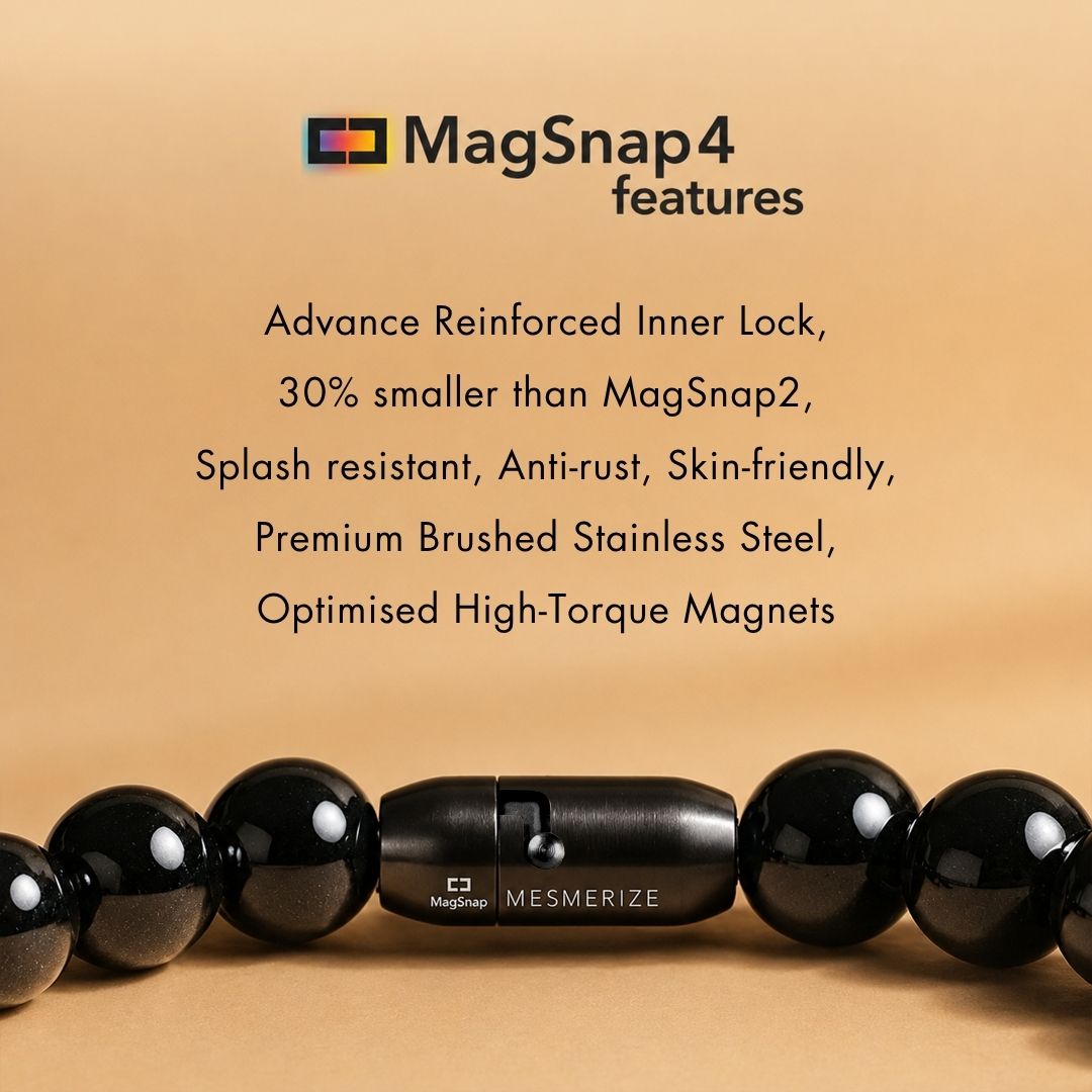 Strength Gloss Onyx 11 Chakra Natural Stone Bracelet with Magsnap 2