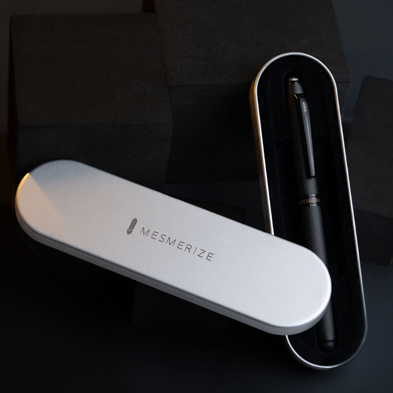 Matte Black Finish Pyrite 2 in 1 MagSnap Roller Ball Pen with Stylus Personalised