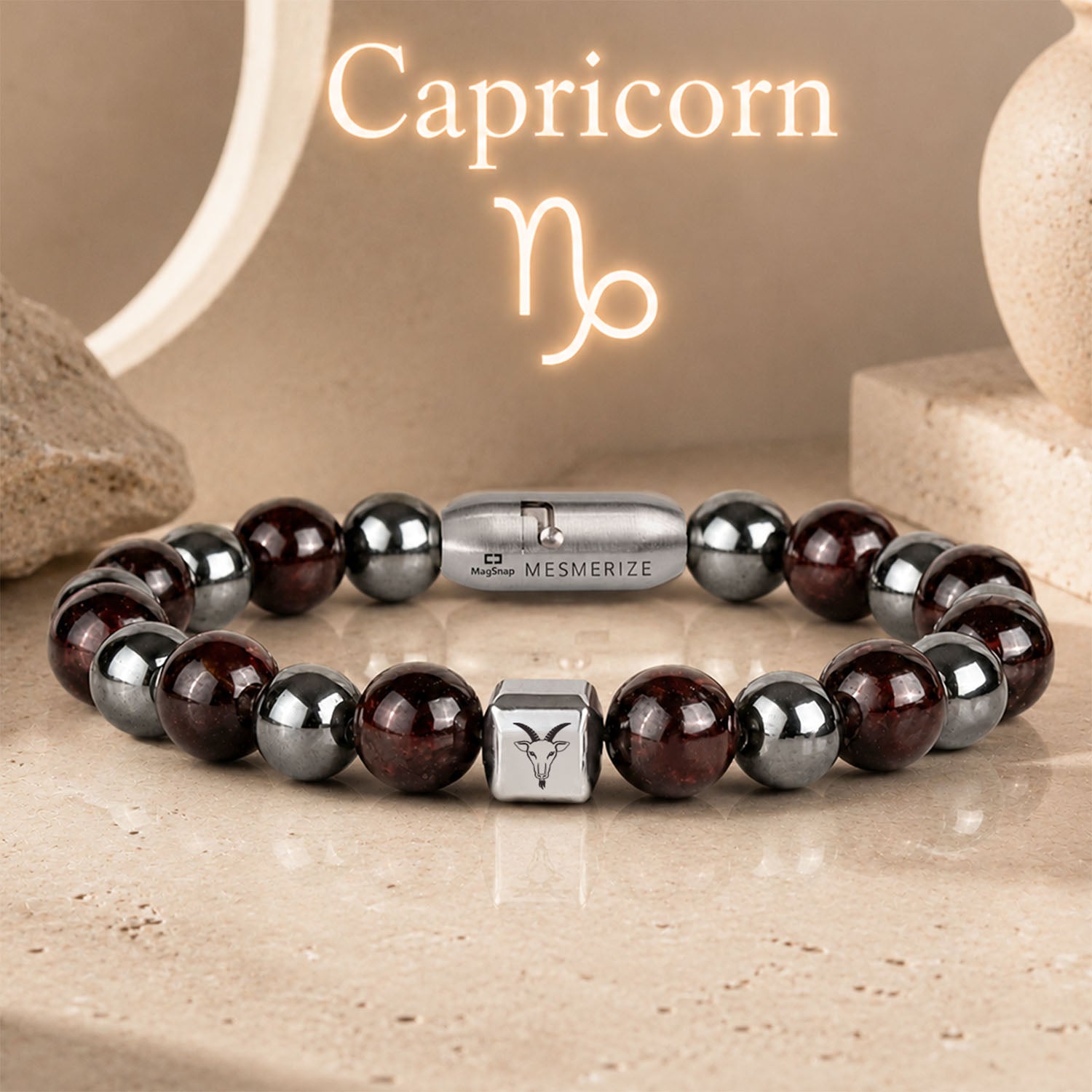 Capricorn (Makar) Zodiac Stone Bracelet with MagSnap 4