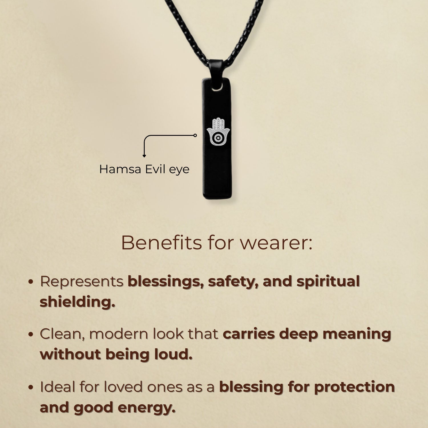 Black Evil Eye Spiritual Mini Bar Necklace