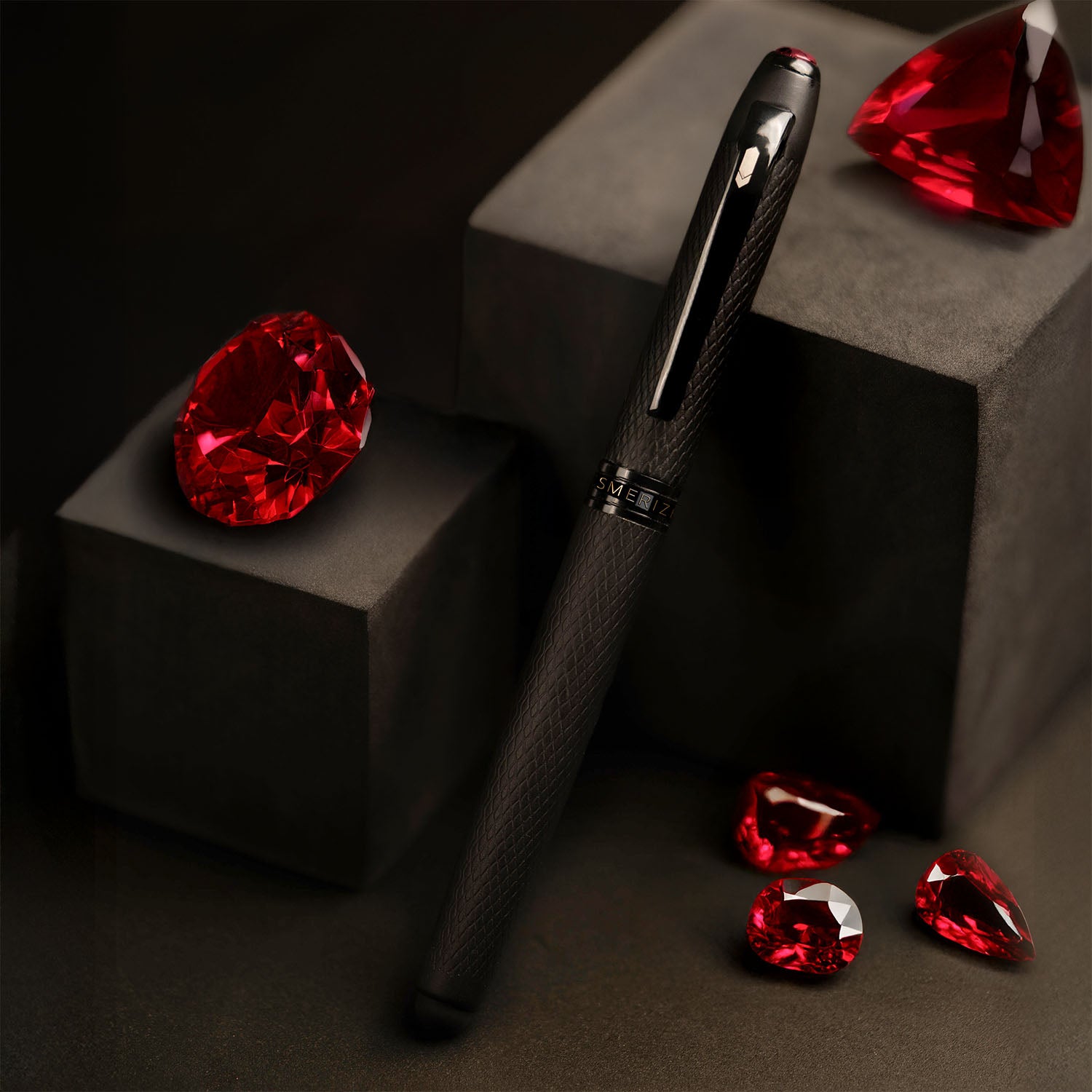 Matte Black Finish Garnet 2 in 1 MagSnap Roller Ball Pen with Stylus Personalised