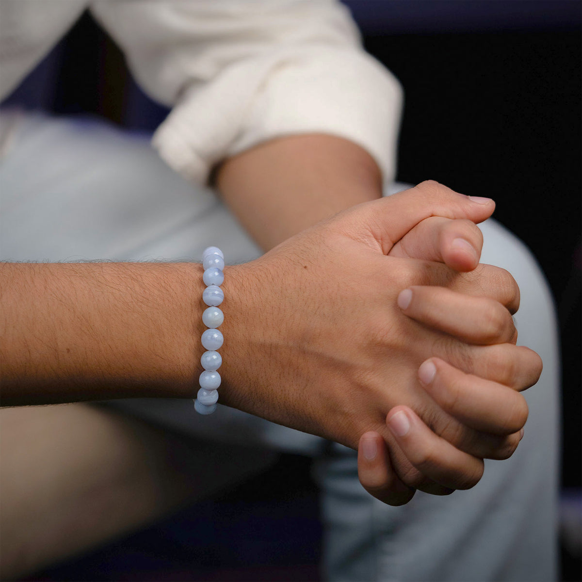 Gentle Blue Lace Agate Natural Stone Bracelet With MagSnap 2