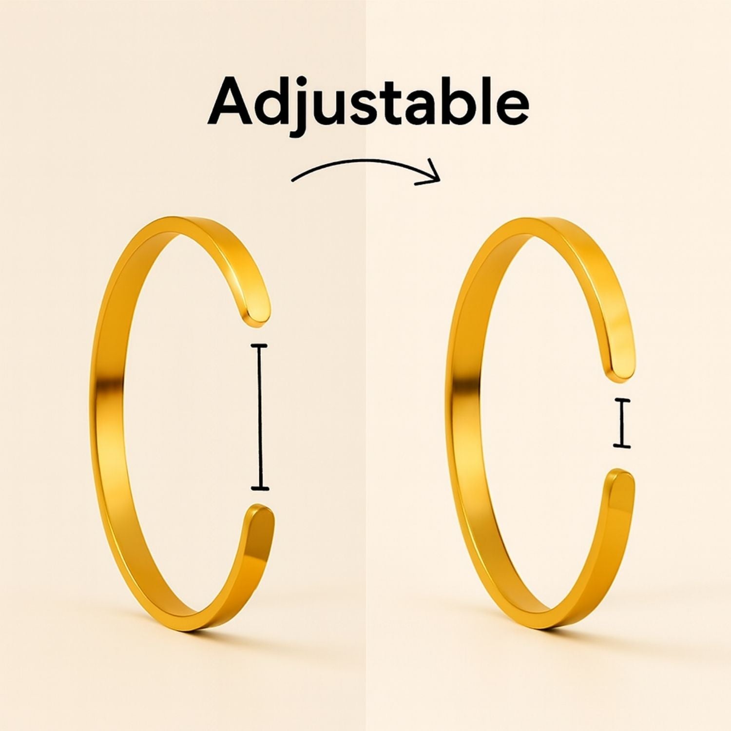 Hanuman Gada Gloss Cuff Adjustable Bracelet Gold