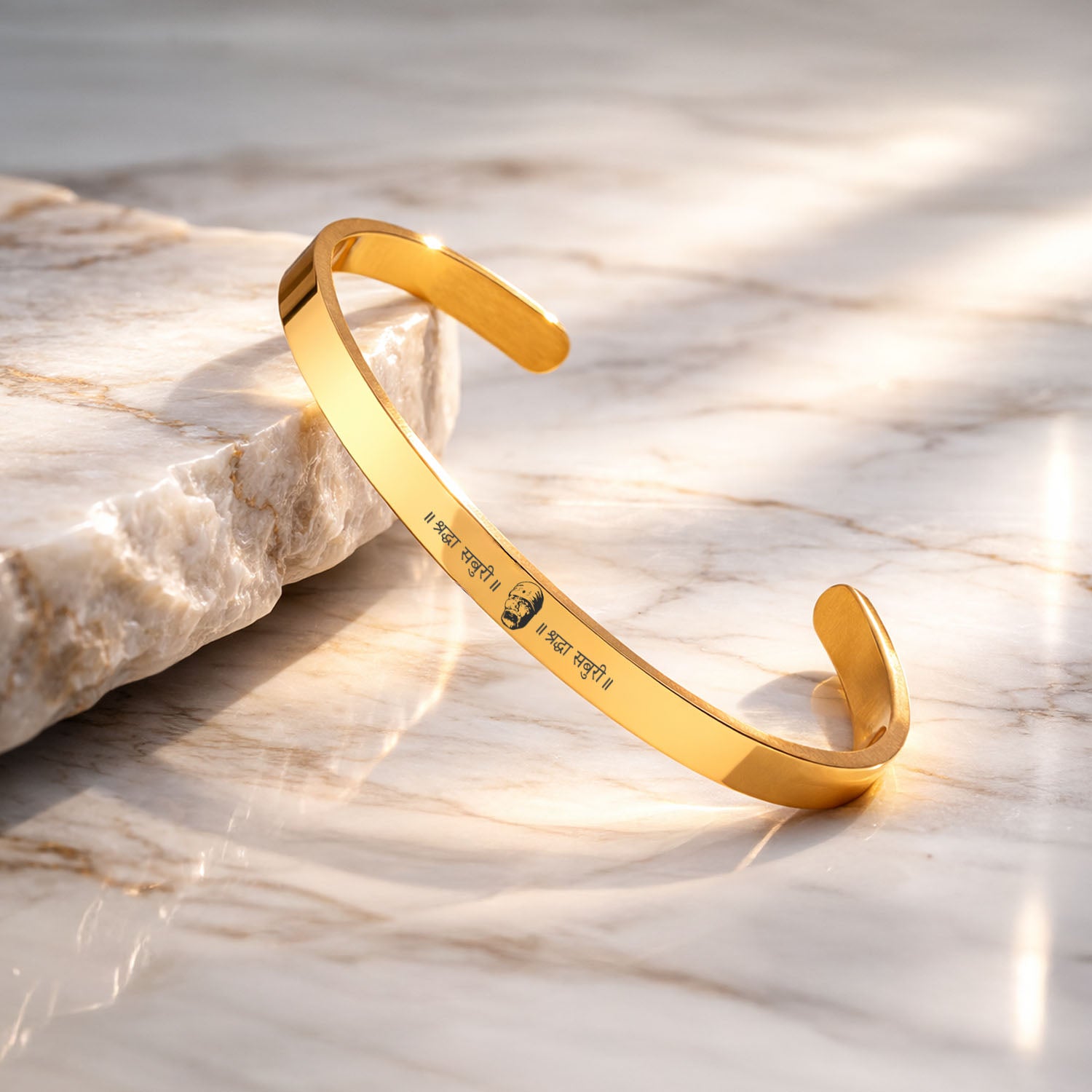 Sai Baba Gloss Cuff Adjustable Bracelet Gold