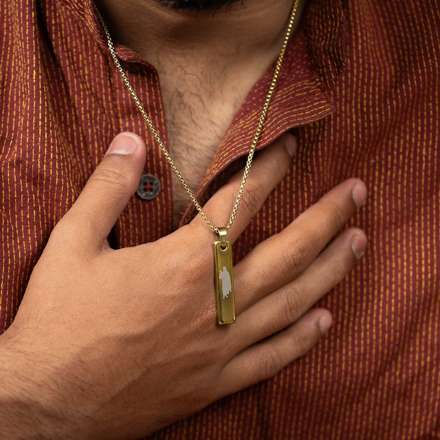 Sai Baba Mini Tag Necklace Gold