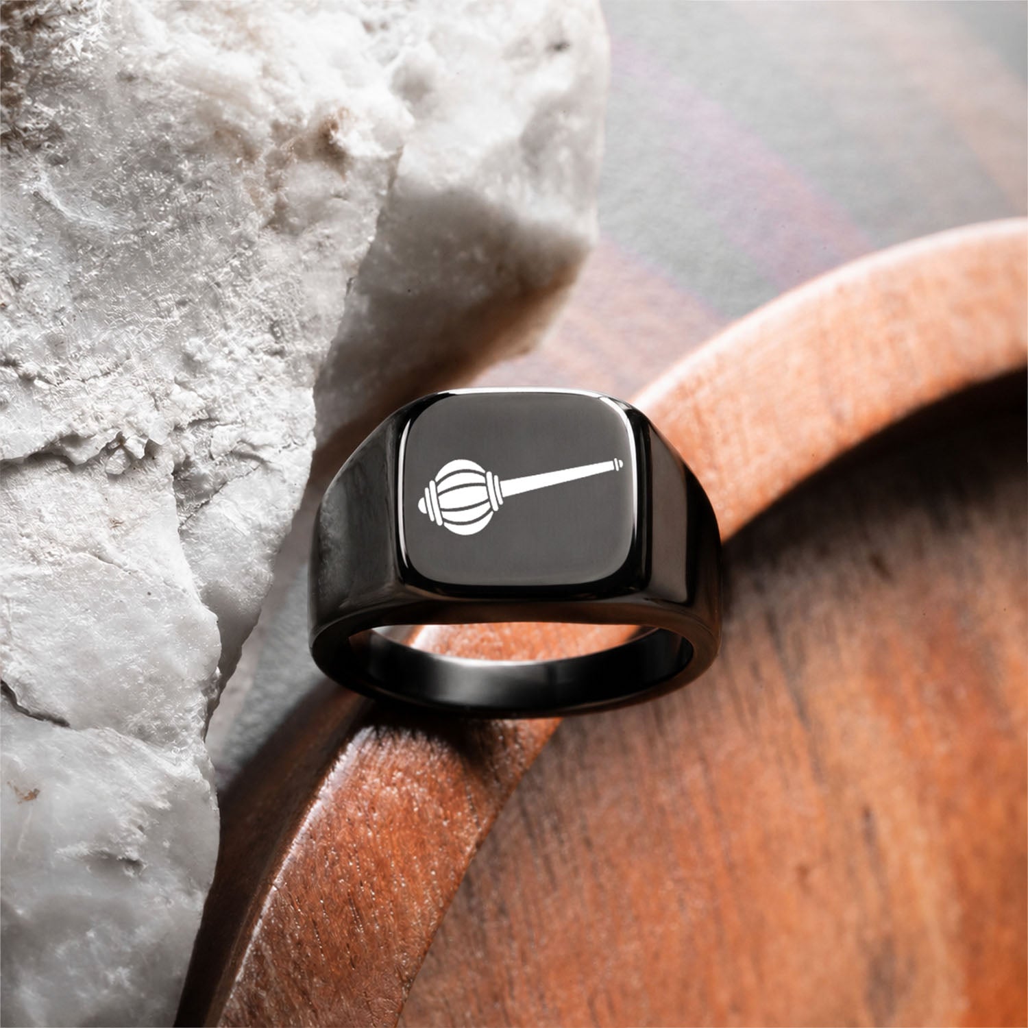 Spiritual Black Hercules Ring Hanuman Gada