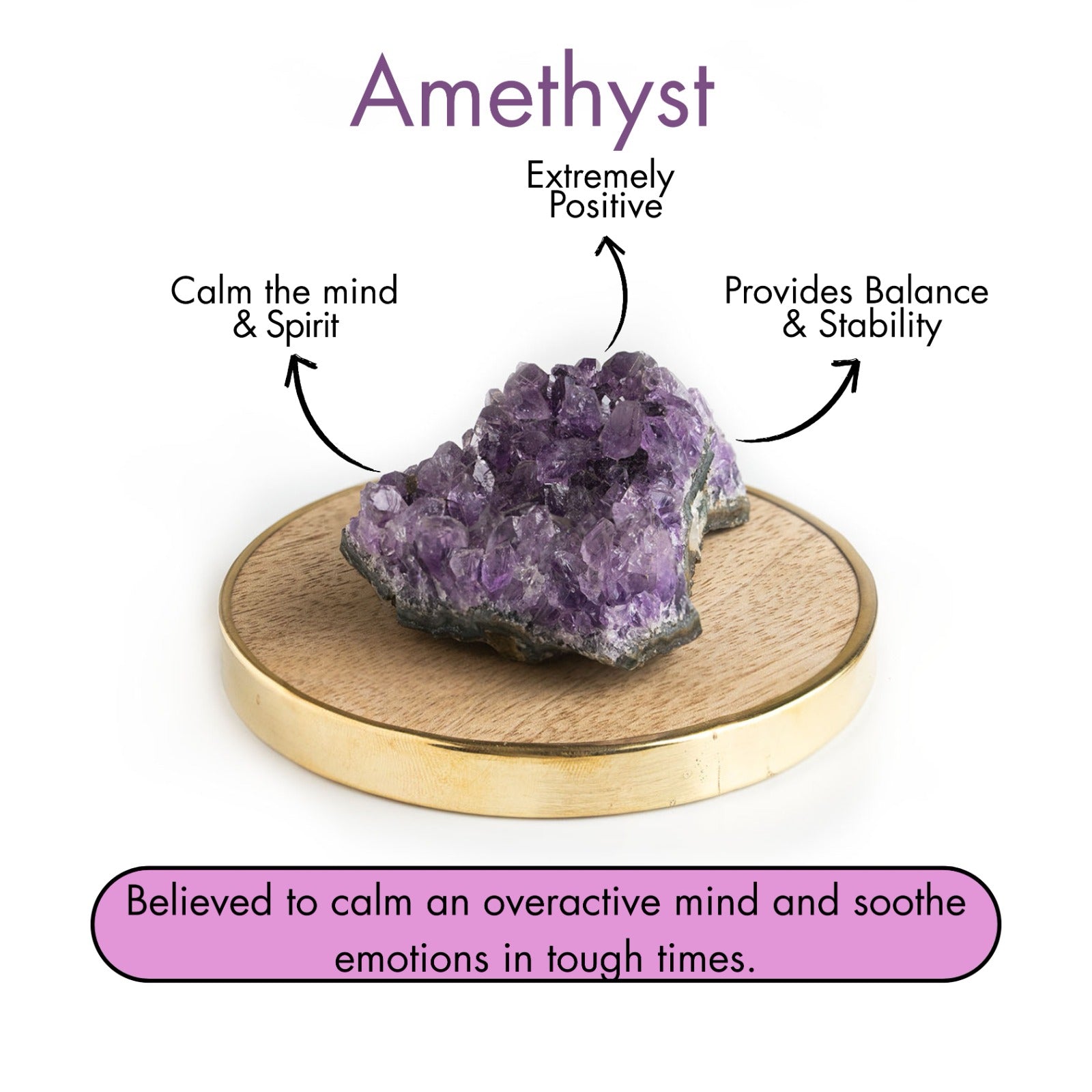 Wellness Amethyst Stone With Mango Wood Coaster