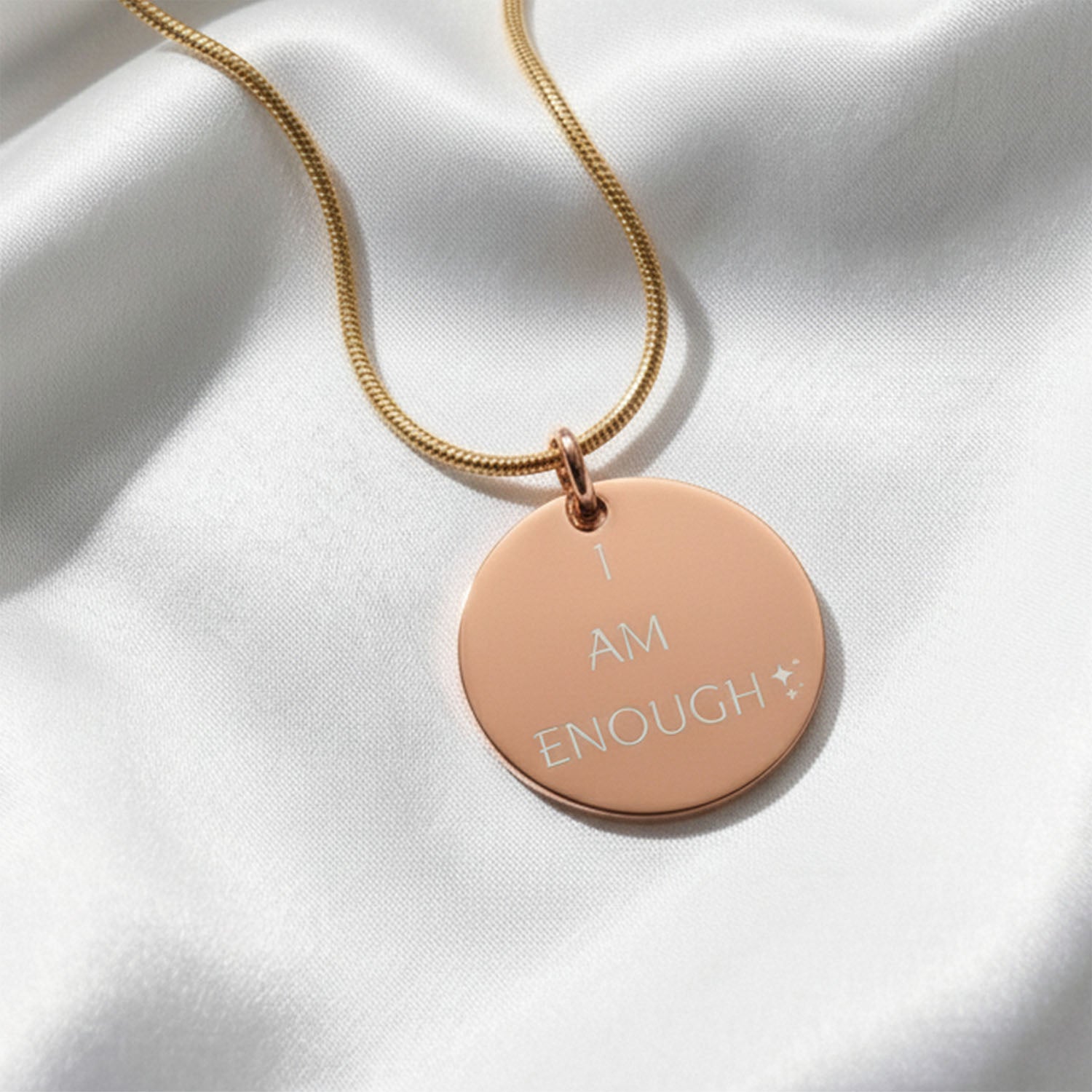 I AM ENOUGH Circle Necklace Rose Gold