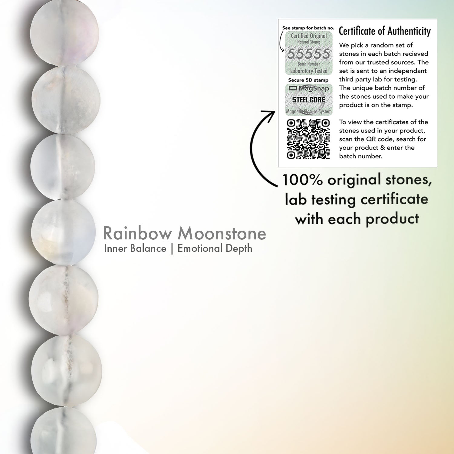 Intuitive Rainbow Moonstone Natural Stone Bracelet With MagSnap 2