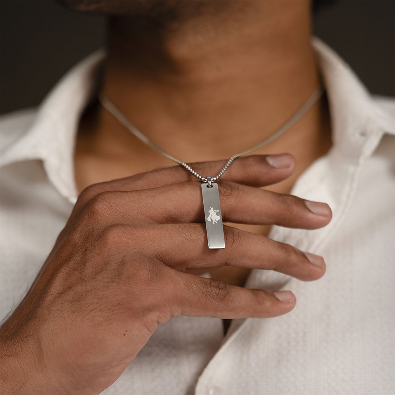 Krishna Mini Tag Necklace Silver