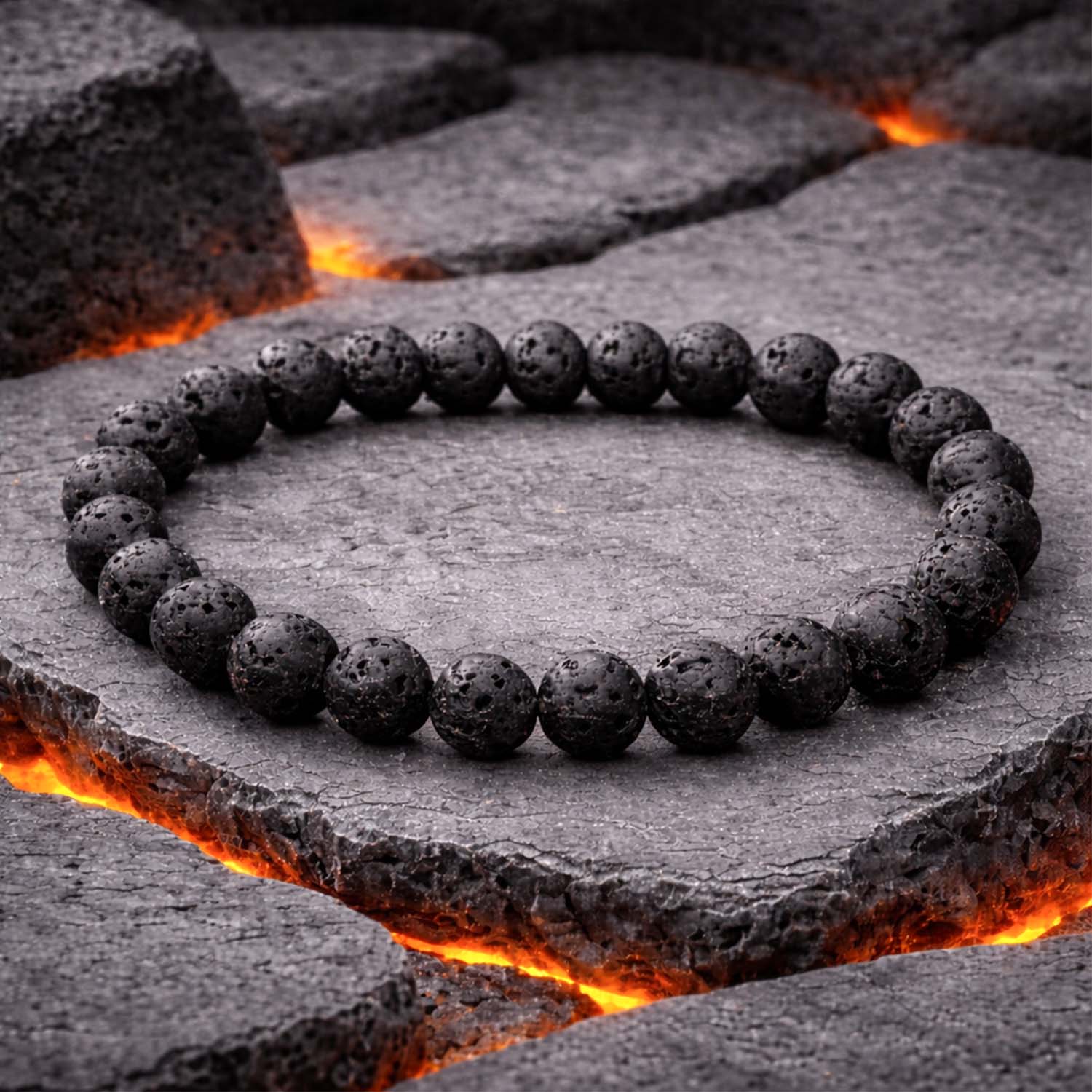 Natural Stone Jewellery Lava Natural Stone Elastic Bracelet