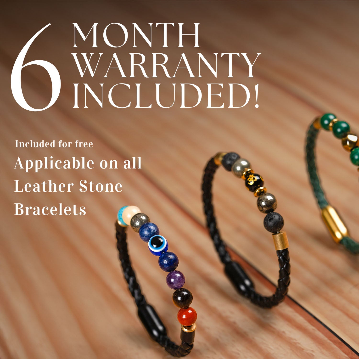 Gloss Onyx And Lapis Lazuli Natural Stone NeoLeather Bracelet With MagSnap2