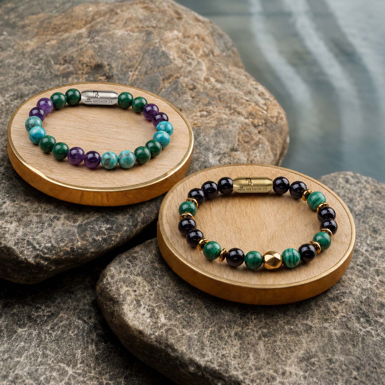 Malachite Natural Stone Couple Bracelets with Magsnap 2