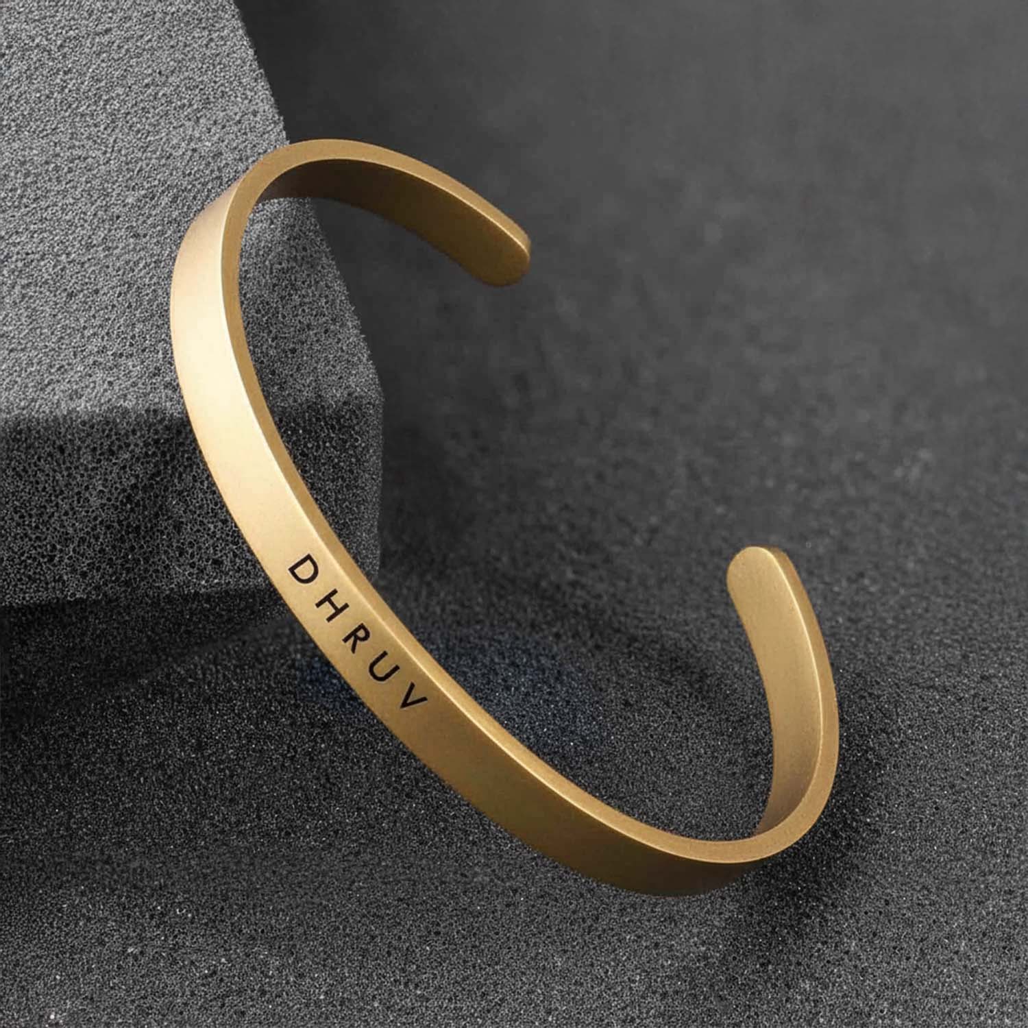 Matte Cuff Adjustable Bracelet Gold Personalised