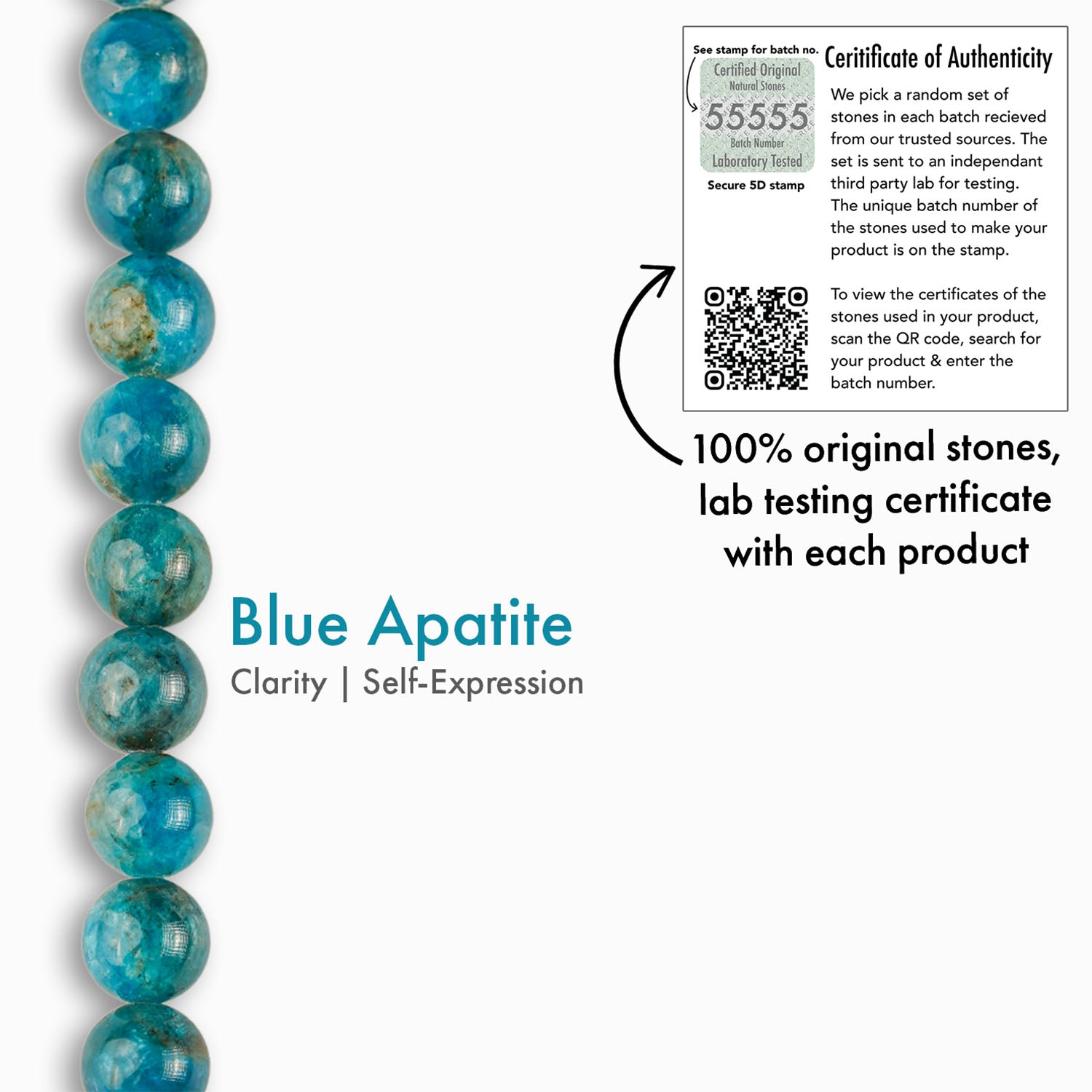 Motivating Blue Apatite Natural Stone Elastic Bracelet