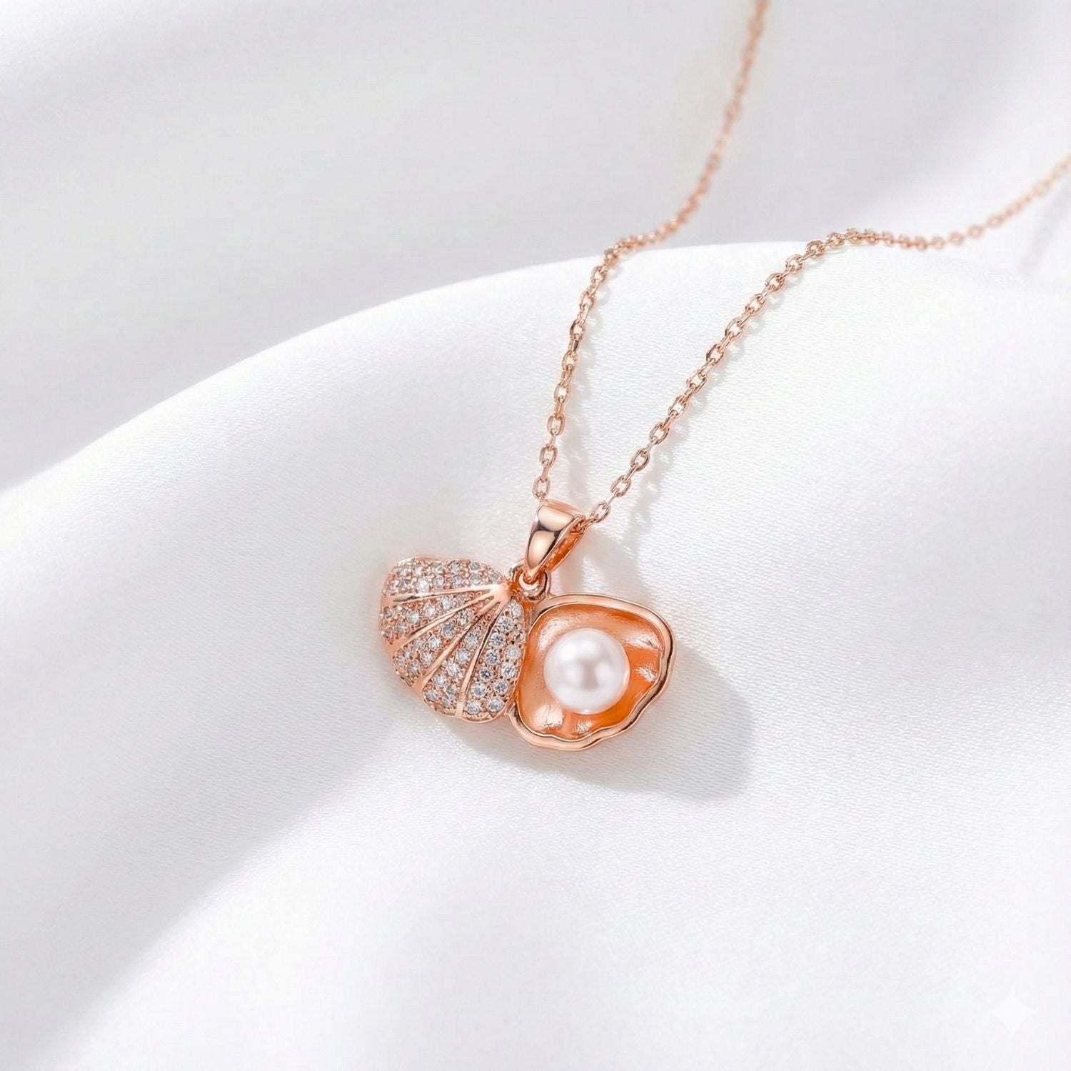 W Premium Jewellery Necklace Pearl Shell Rose Gold