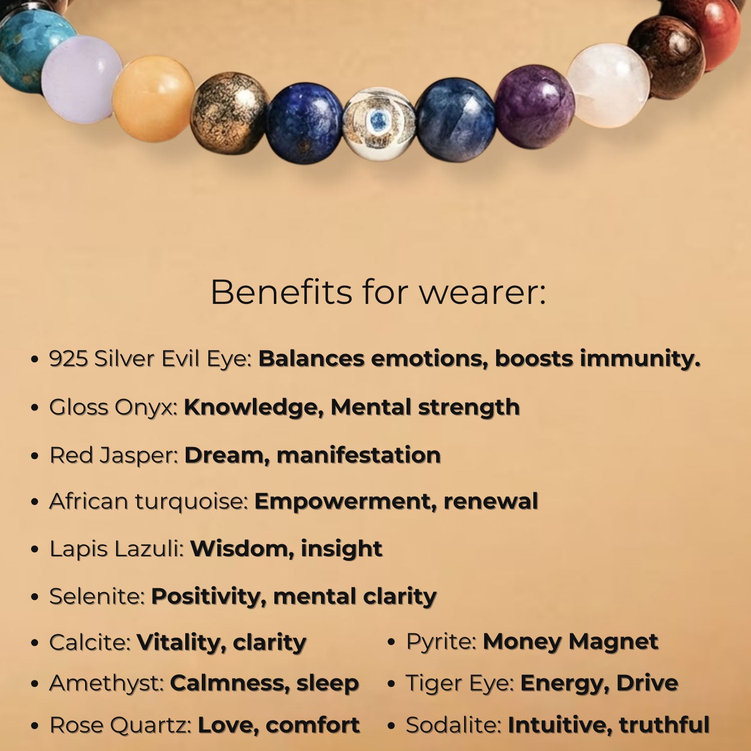 925 Sterling Silver Super 11 Chakra Natural Stone Bracelet With MagSnap2