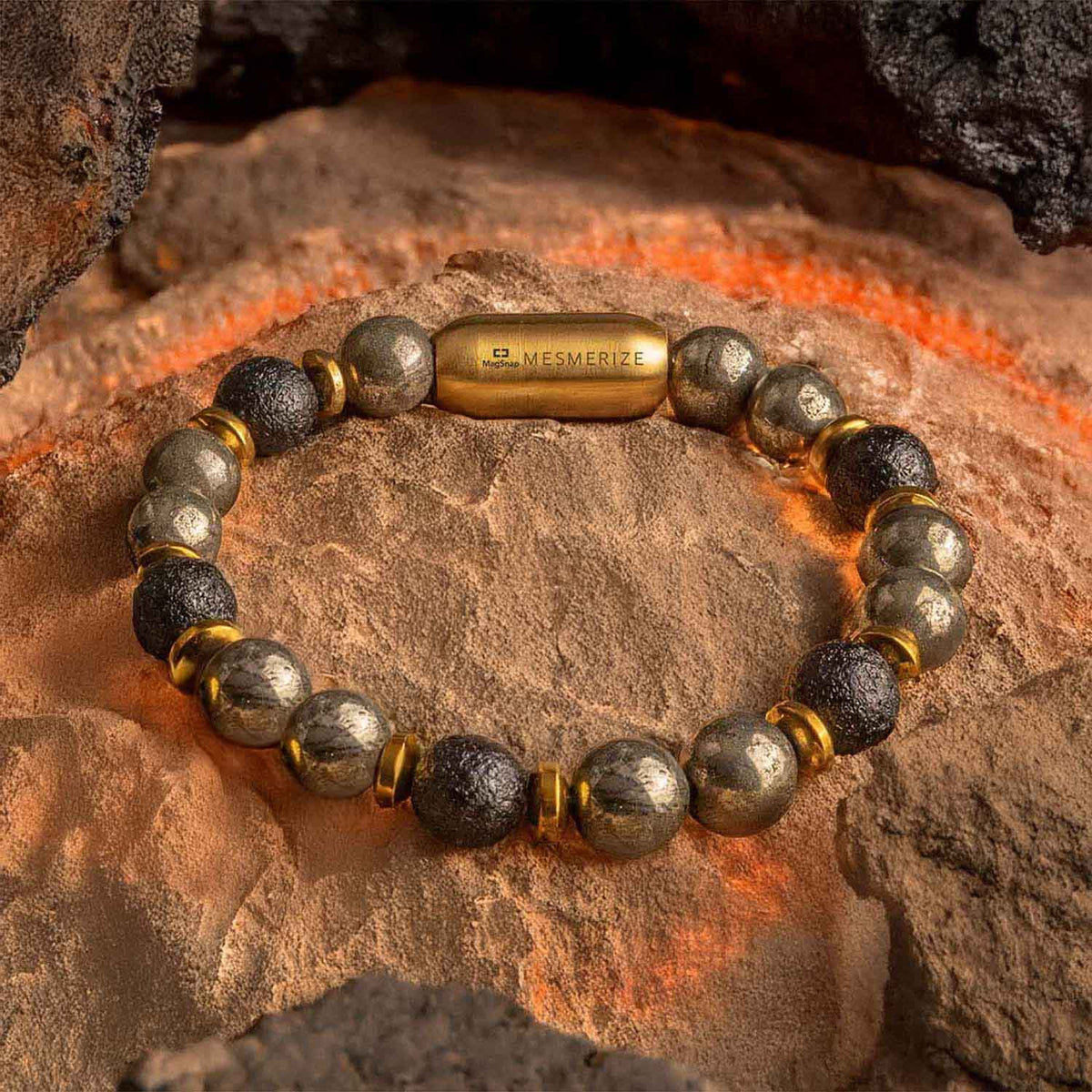 Sacred Growth Pyrite & Saffordite Natural Stone Bracelet With MagSnap 2