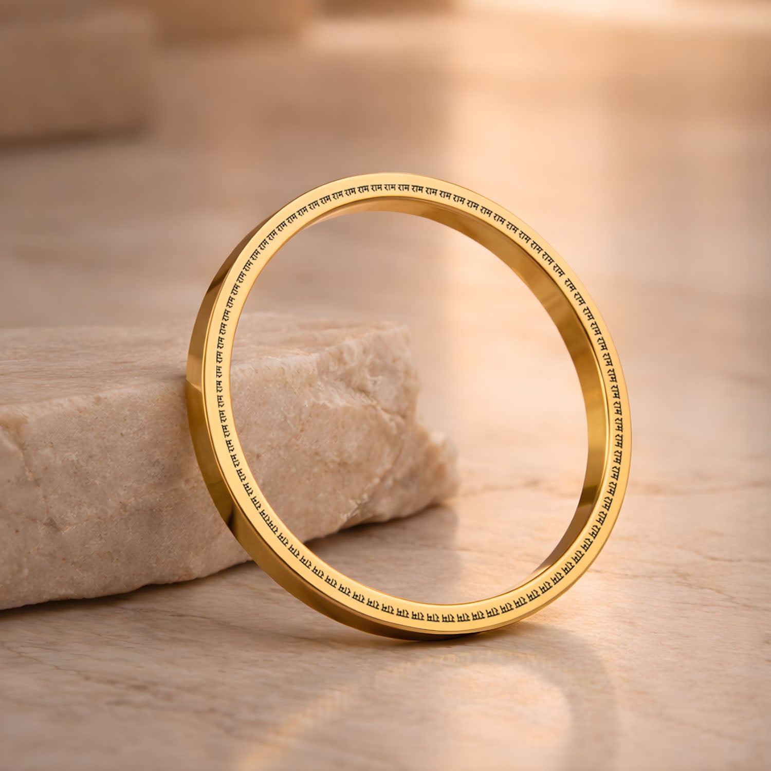 Ram MicroCarved Classic Round Kada Gold