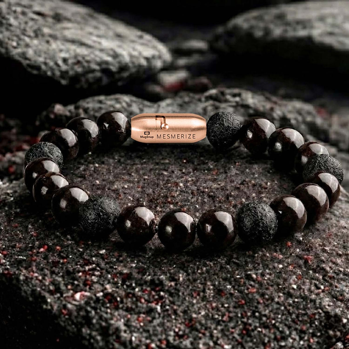 Sacred Saffordite & Garnet Natural Stone Bracelet With MagSnap2
