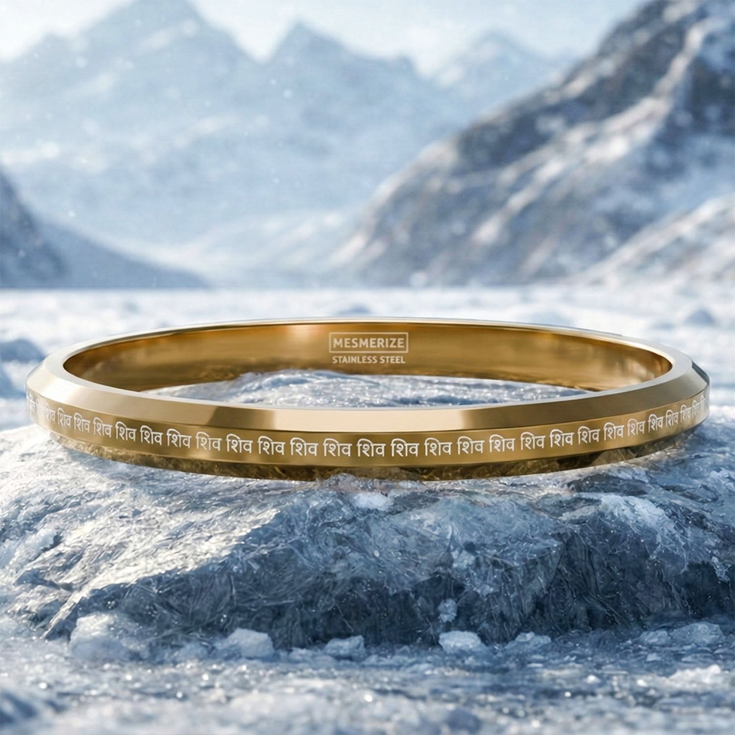 Shiv MicroCarved Round Kada Gold