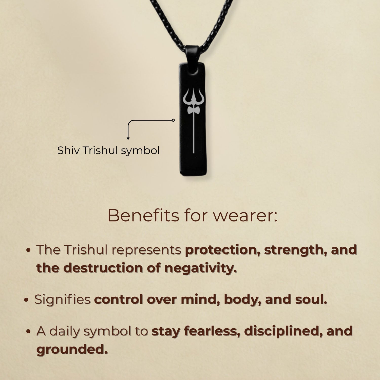 Gold Shiv Trishul Spiritual Mini Bar Necklace