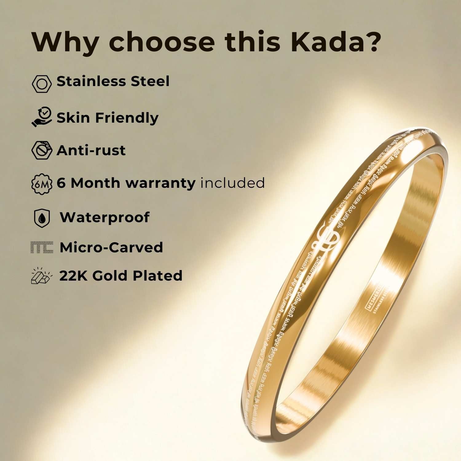 Round Curve Waheguruji Da Khalsa Kada Black