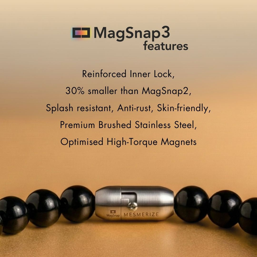 925 Sterling Silver Sacred Om Natural Stone Bracelet with MagSnap2