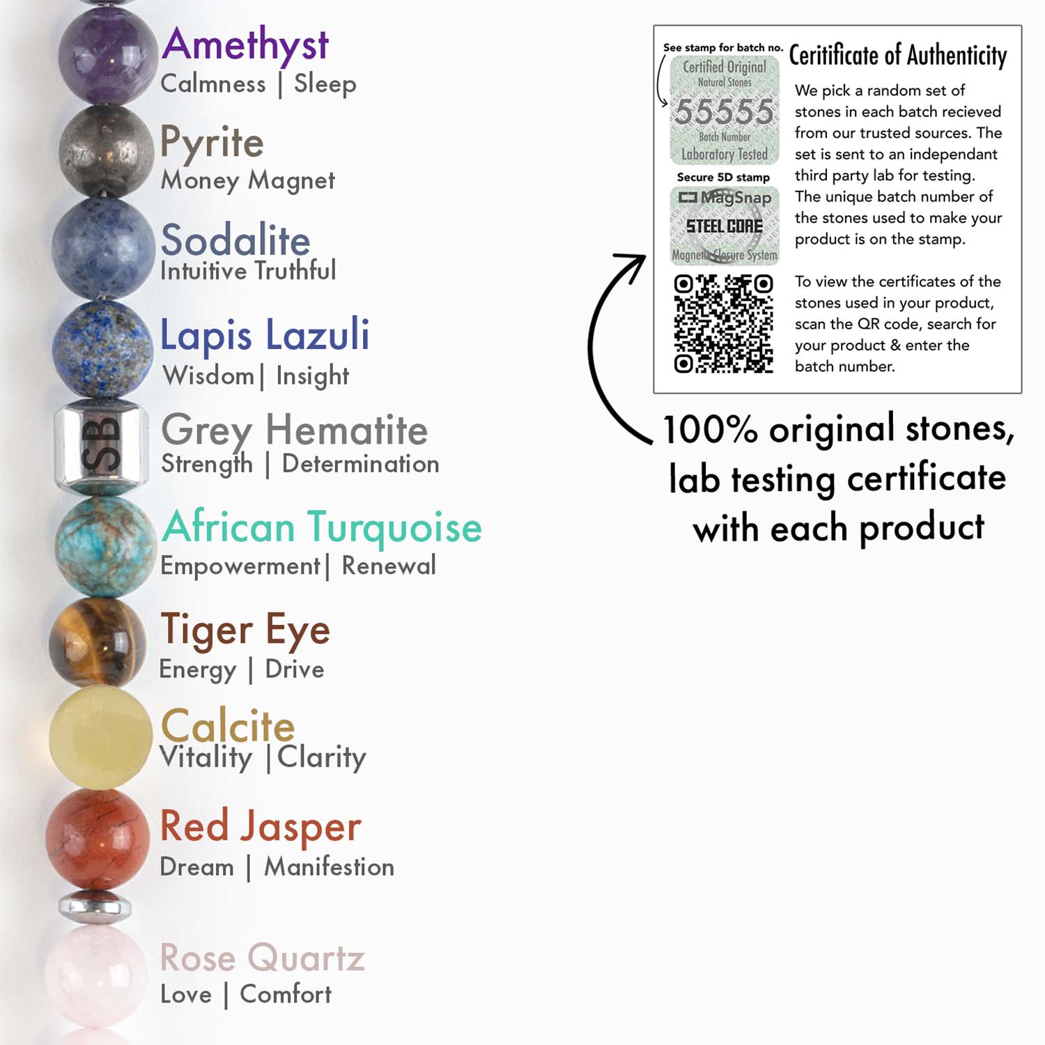 Personalised Chakras Natural Stone Couple Bracelets with Magsnap 2