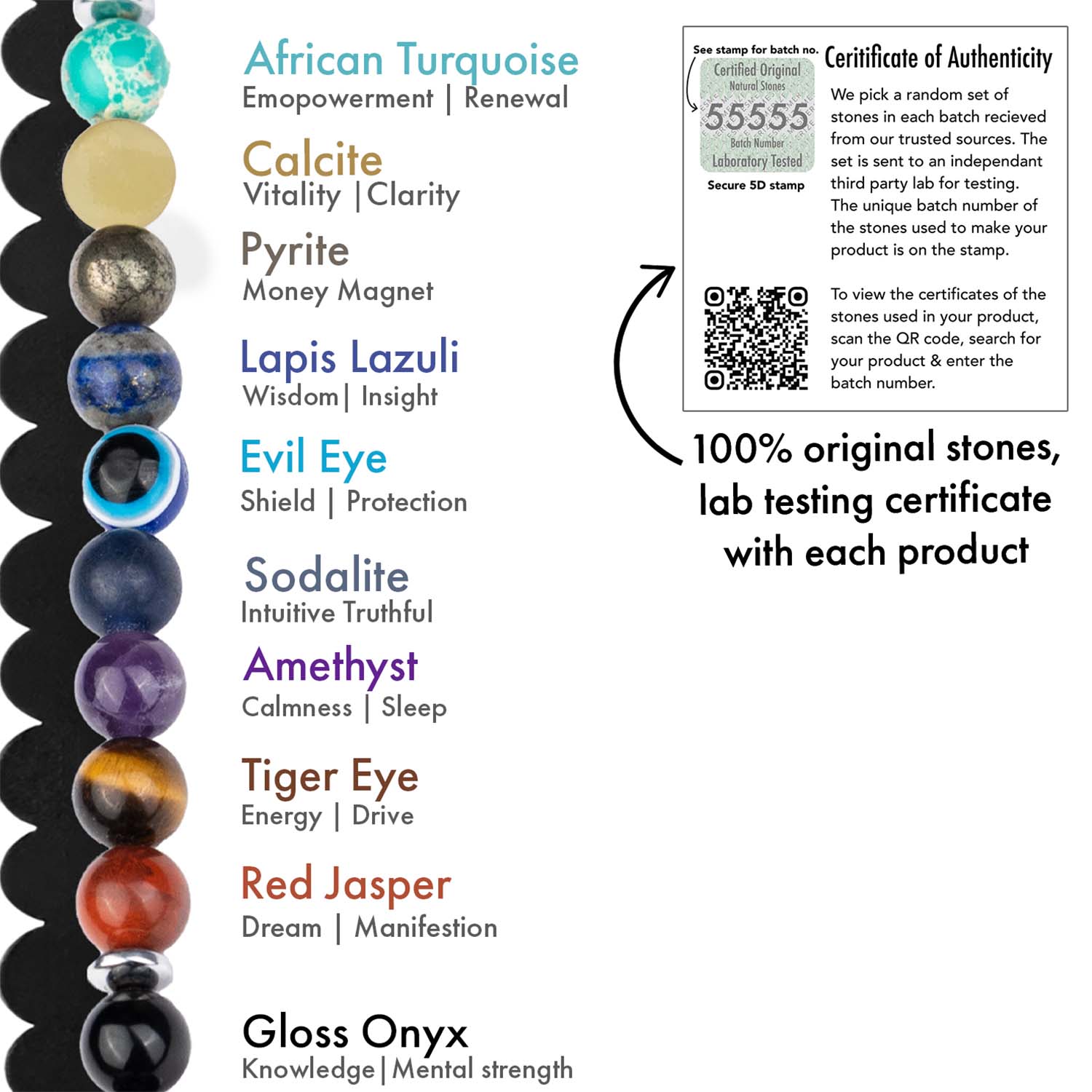 Super 9 Chakra Natural Stone Bracelet