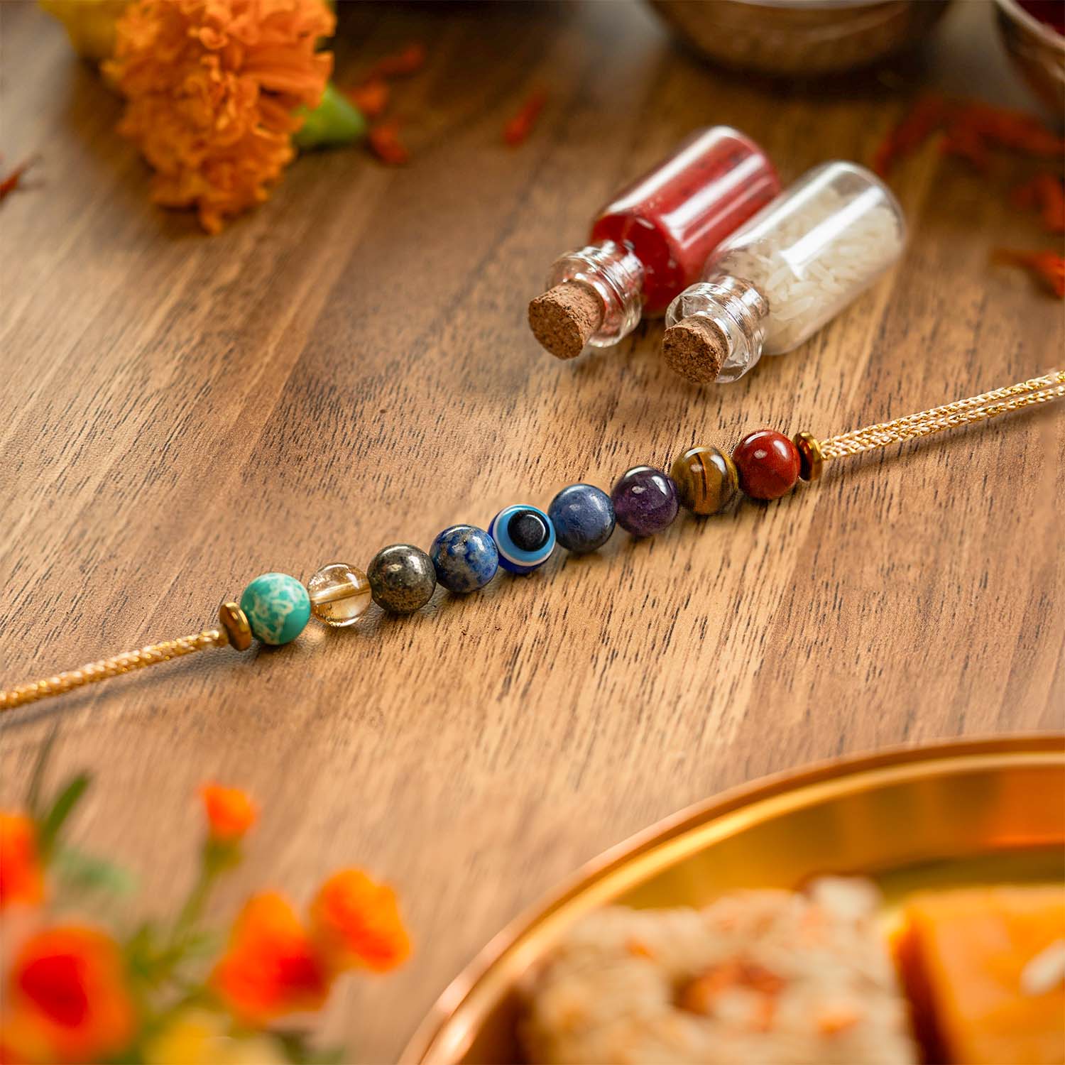 Super 9 Chakra Rakhi Luxury Duo Hamper