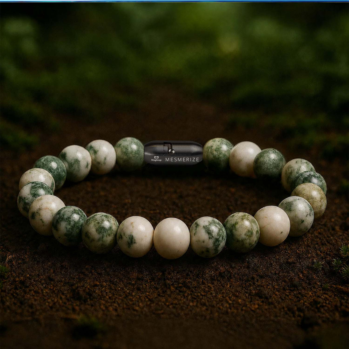 Evergreen Tree Agate(Vriksh Sulemaanee) Natural Stone Bracelet with Magsnap2