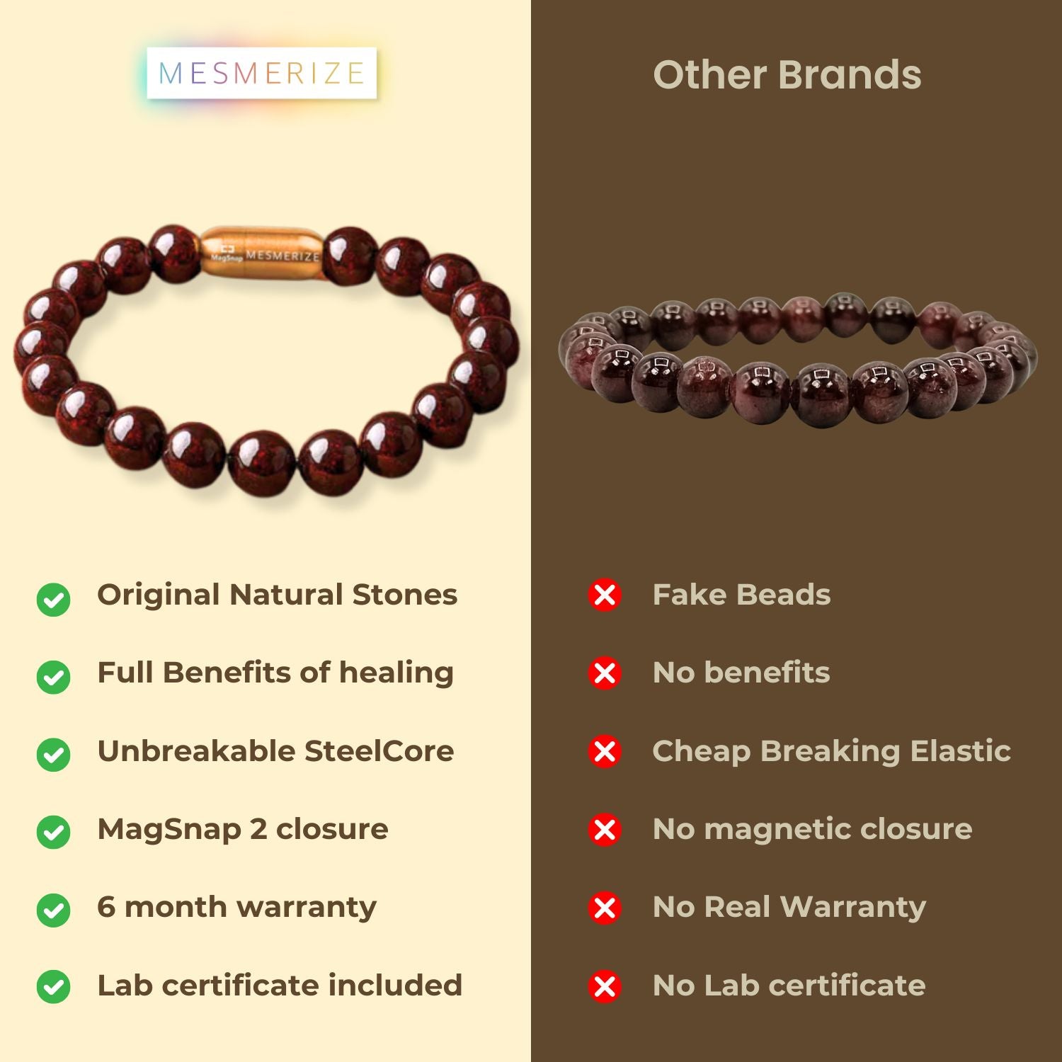 Energizing Garnet Natural Stone Bracelet with Magsnap 2