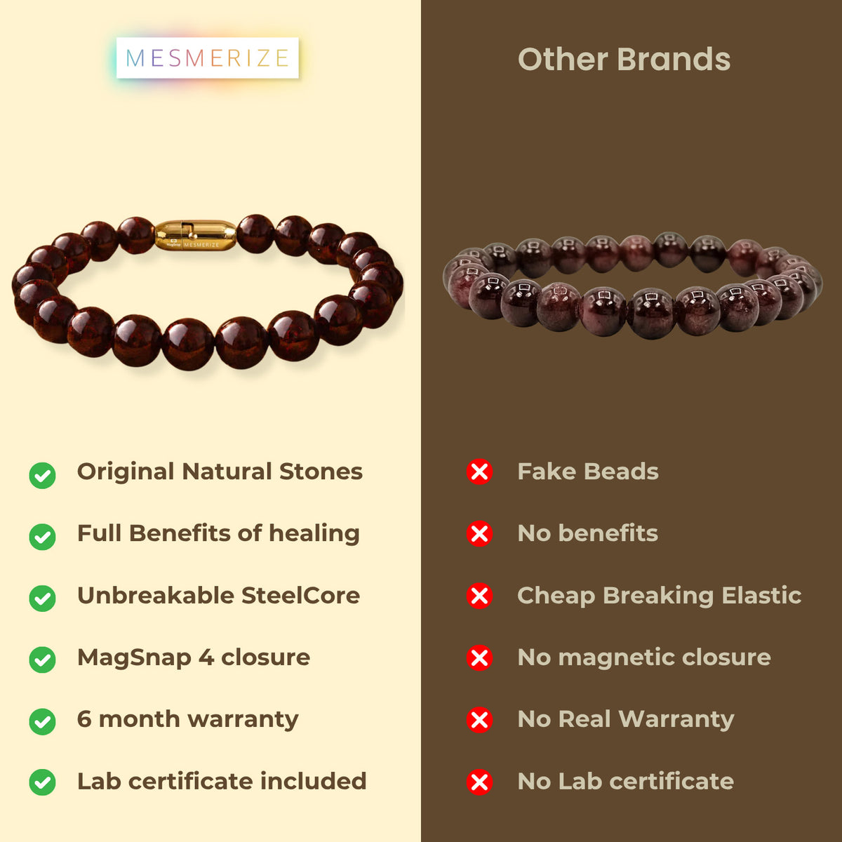 Energizing Garnet Natural Stone Bracelet with Magsnap 2