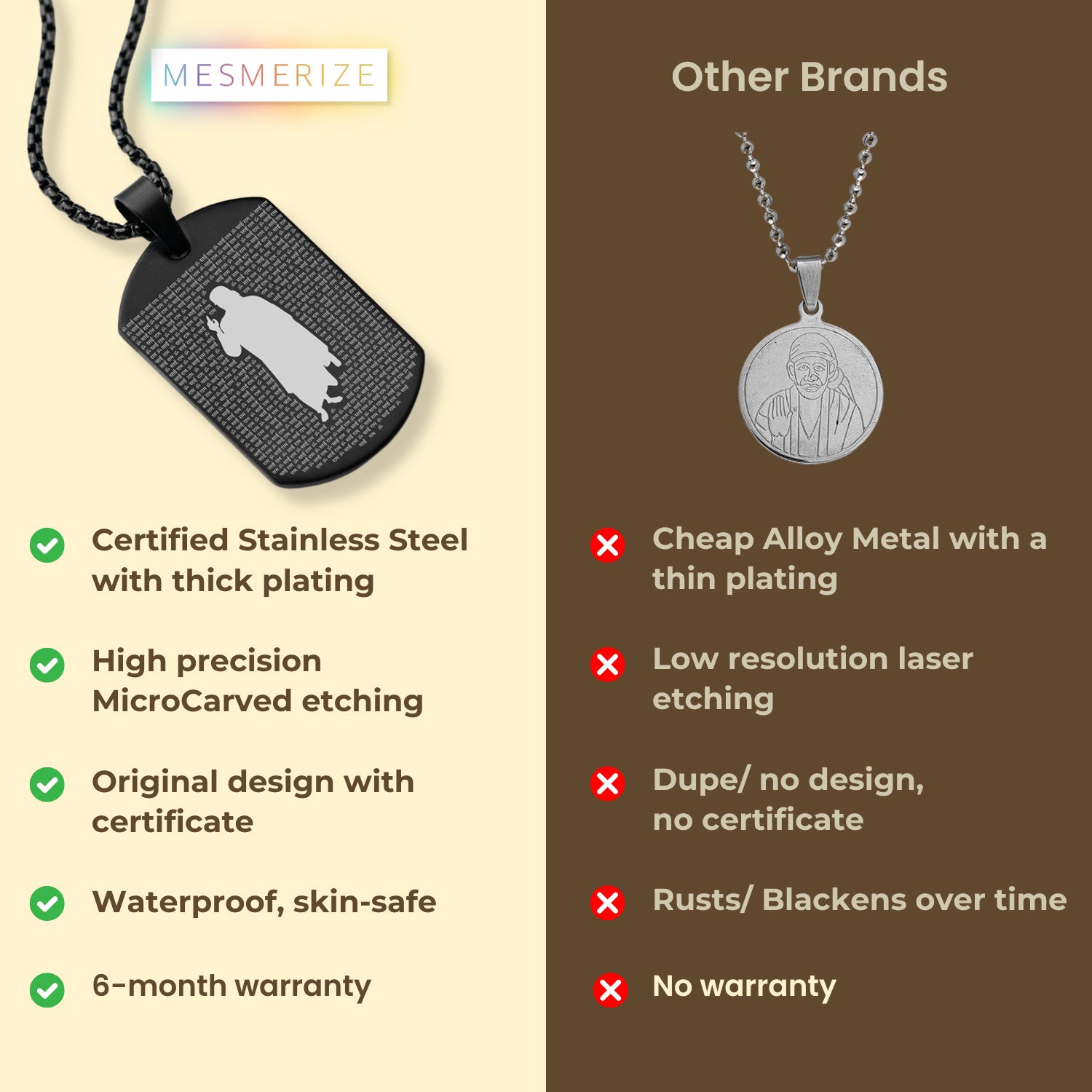 Om Sai Ram MicroCarved Tag Necklace Black