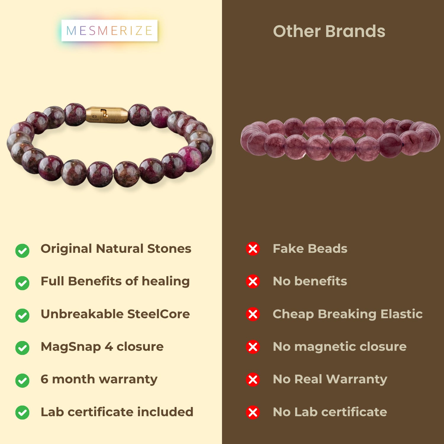 Soothing Pink Tourmaline Natural Stone Bracelet with Magsnap 2