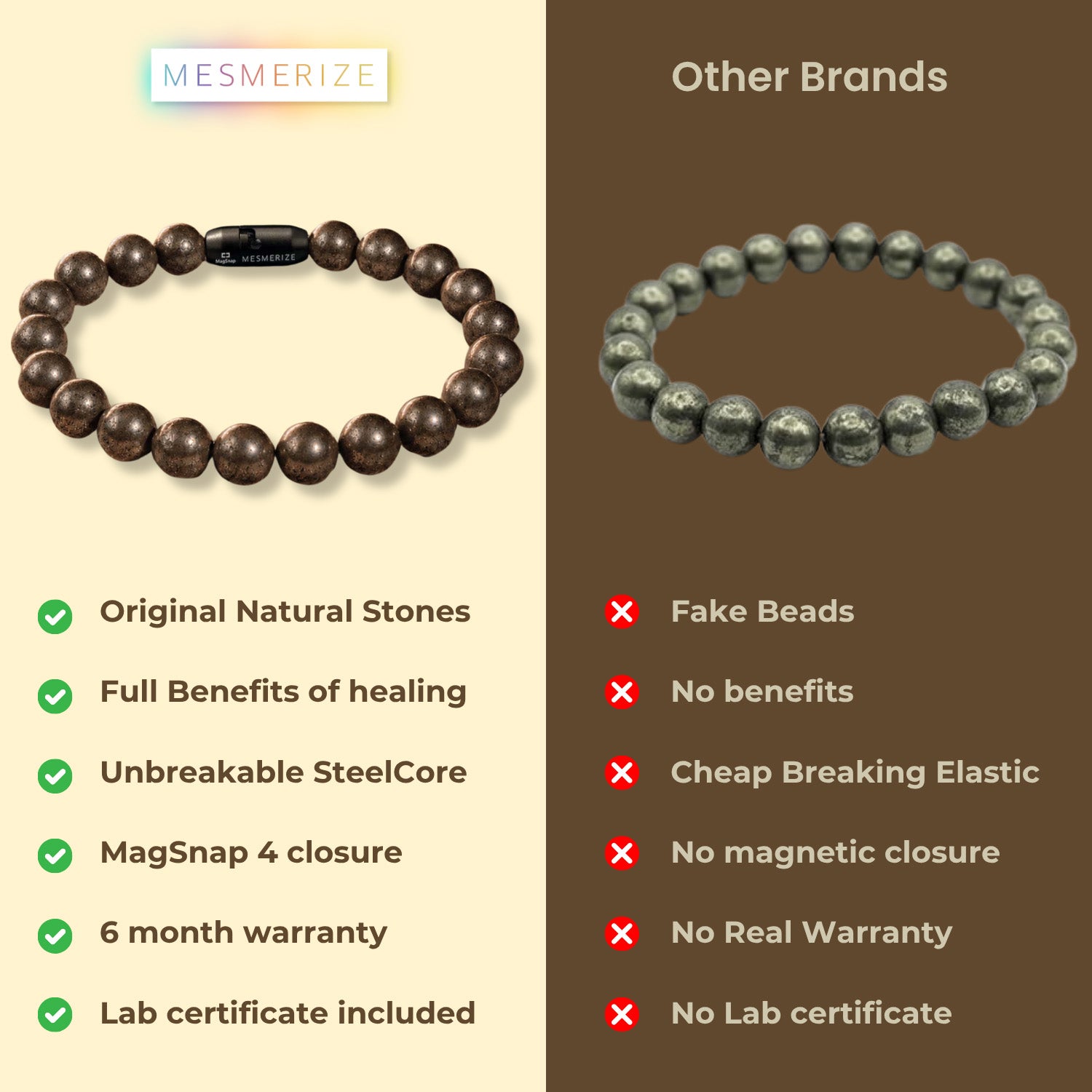 Natural Stone Jewellery Money Magnet Pyrite Natural Stone Bracelet with Magsnap